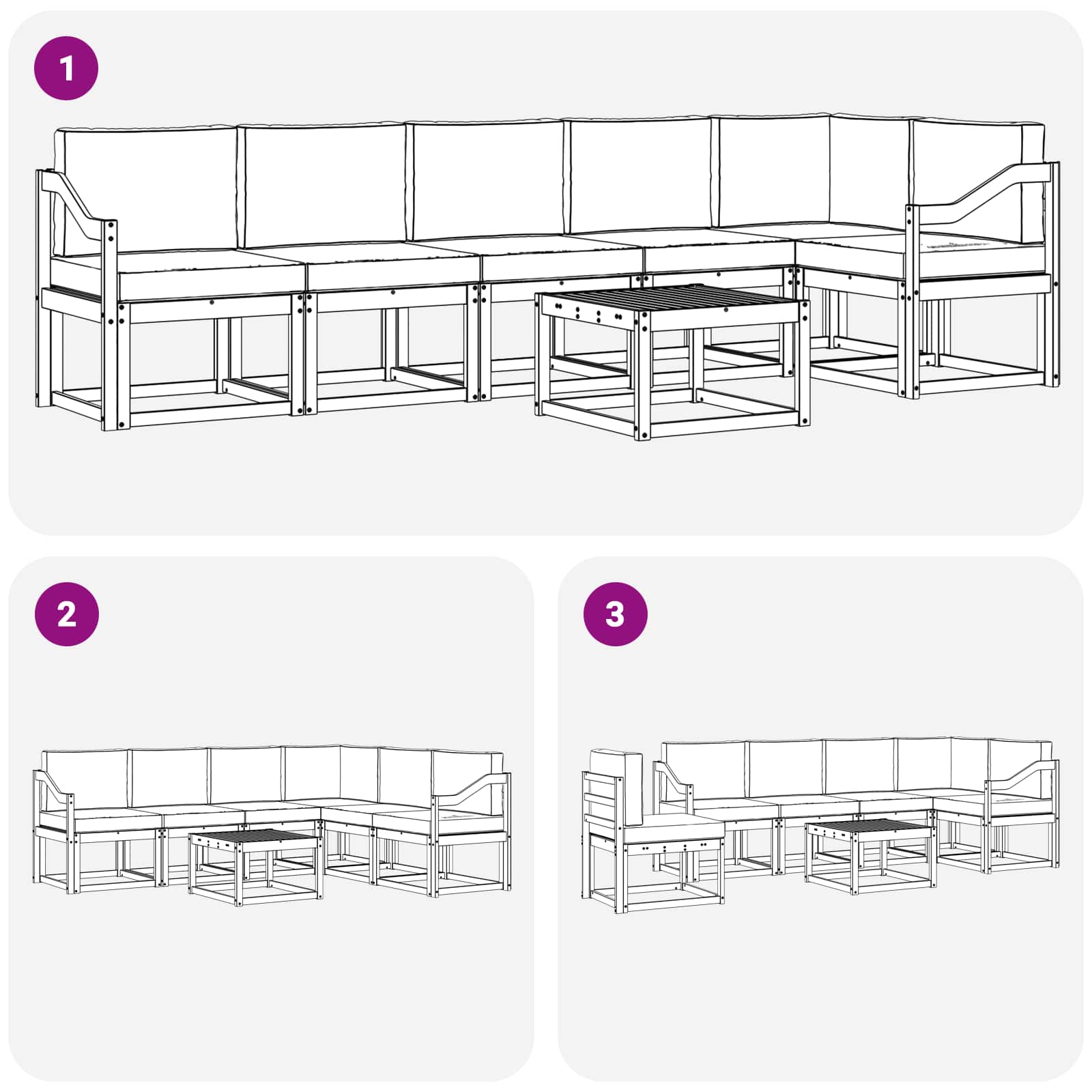 Set de canapele de exterior cu pernă 7 pcs Natural și Antracit GartenMobel Dekor
