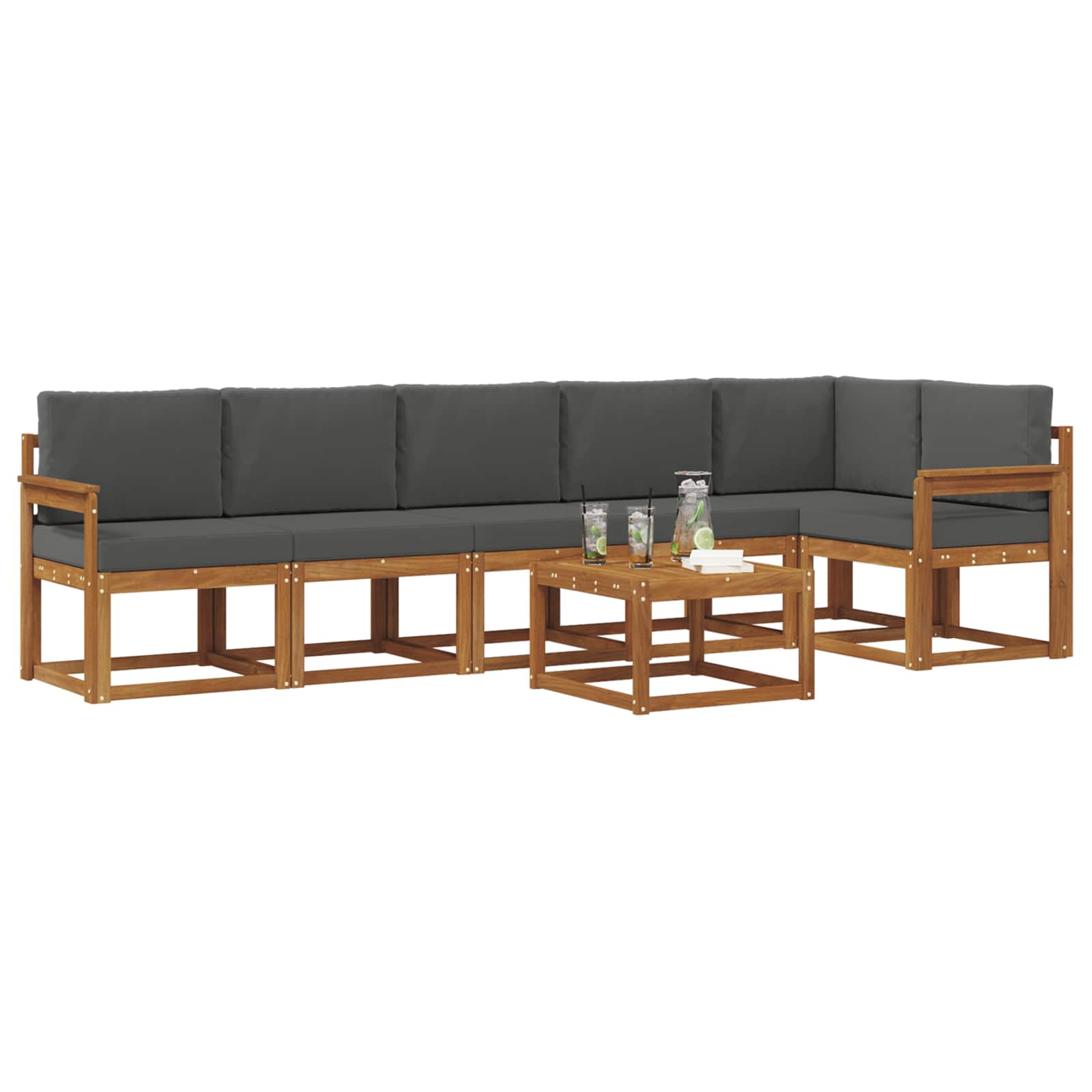 Set de canapele de exterior cu pernă 7 pcs Natural și Antracit GartenMobel Dekor