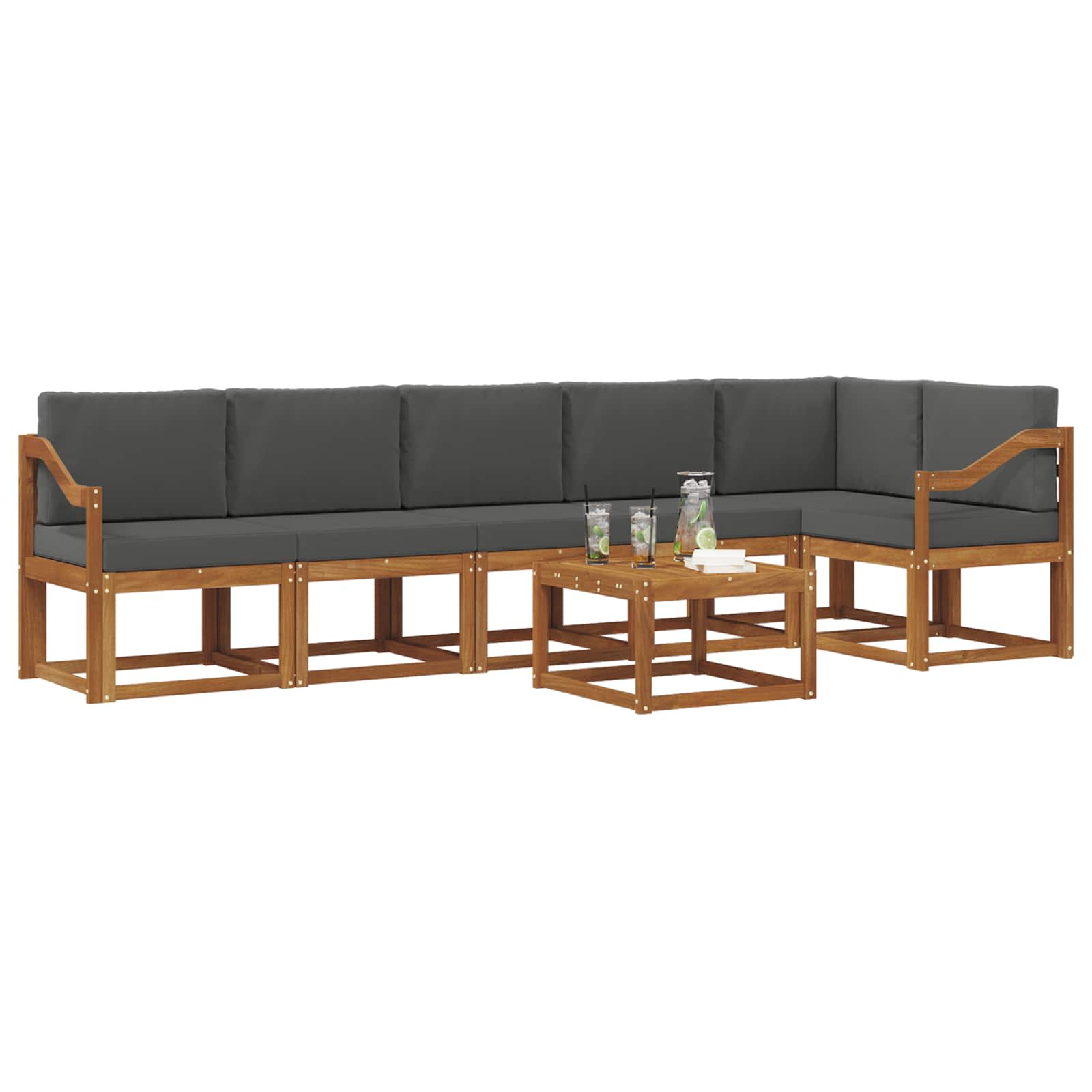 Set de canapele de exterior cu pernă 7 pcs Natural și Antracit GartenMobel Dekor