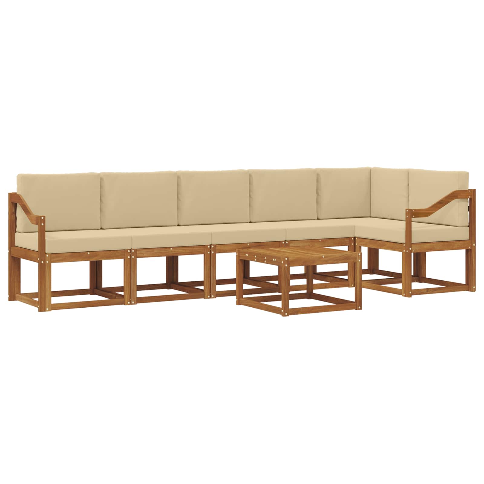 Set de canapele de exterior cu pernă 7 pcs Natural și Bej GartenMobel Dekor