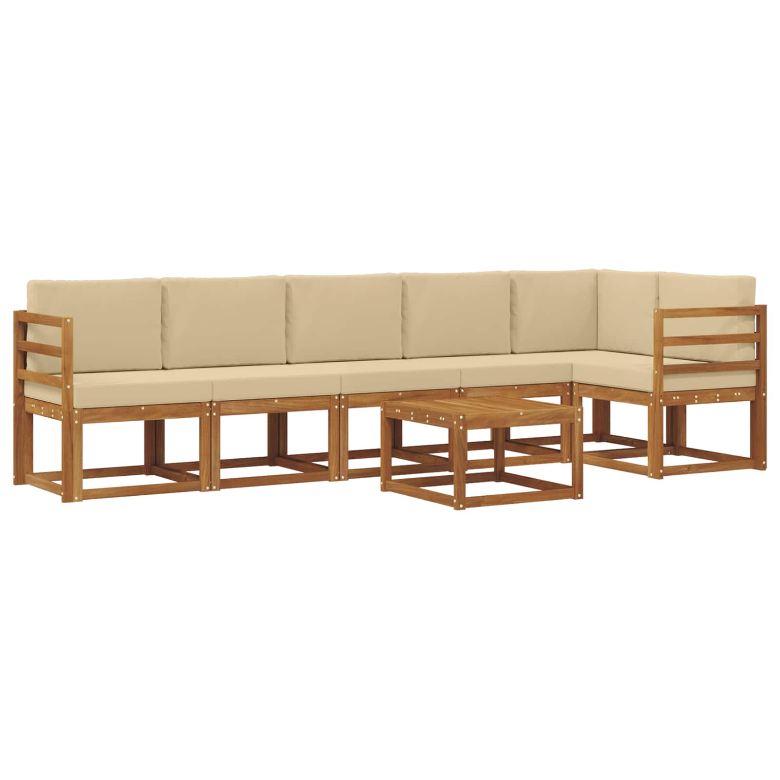 Set de canapele de exterior cu pernă 7 pcs Natural și Bej GartenMobel Dekor