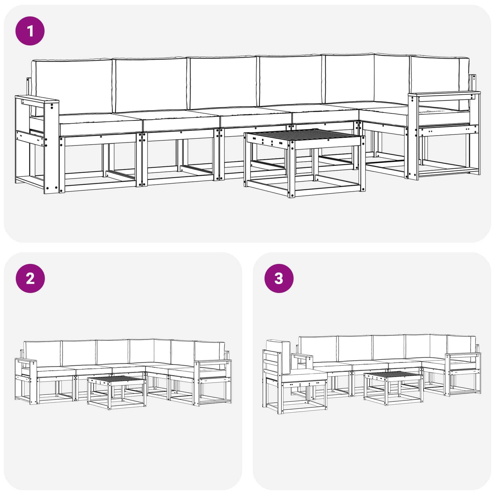 Set de canapele de exterior cu pernă 7 pcs Natural și Bej GartenMobel Dekor