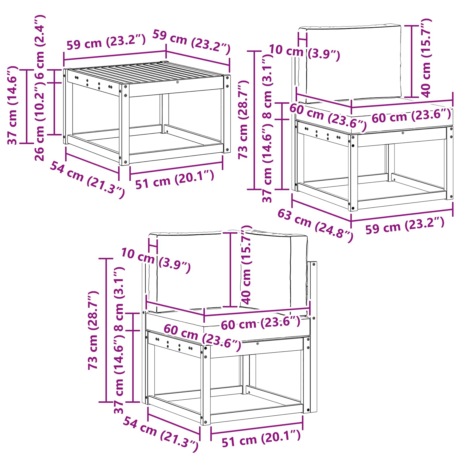 Set de canapele de exterior cu pernă 7 pcs Natural și Bej GartenMobel Dekor