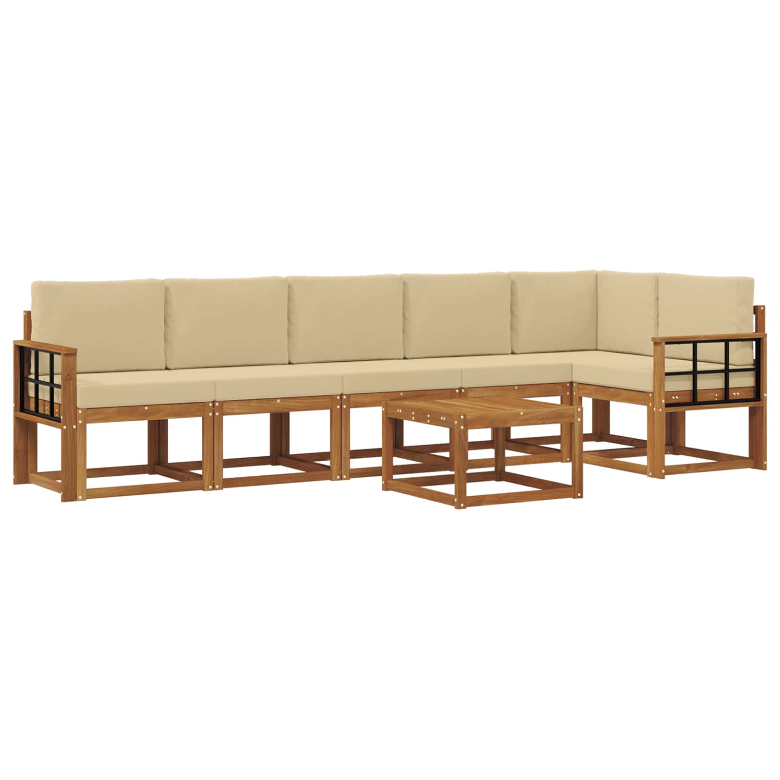 Set de canapele de exterior cu pernă 7 pcs Natural și Bej GartenMobel Dekor