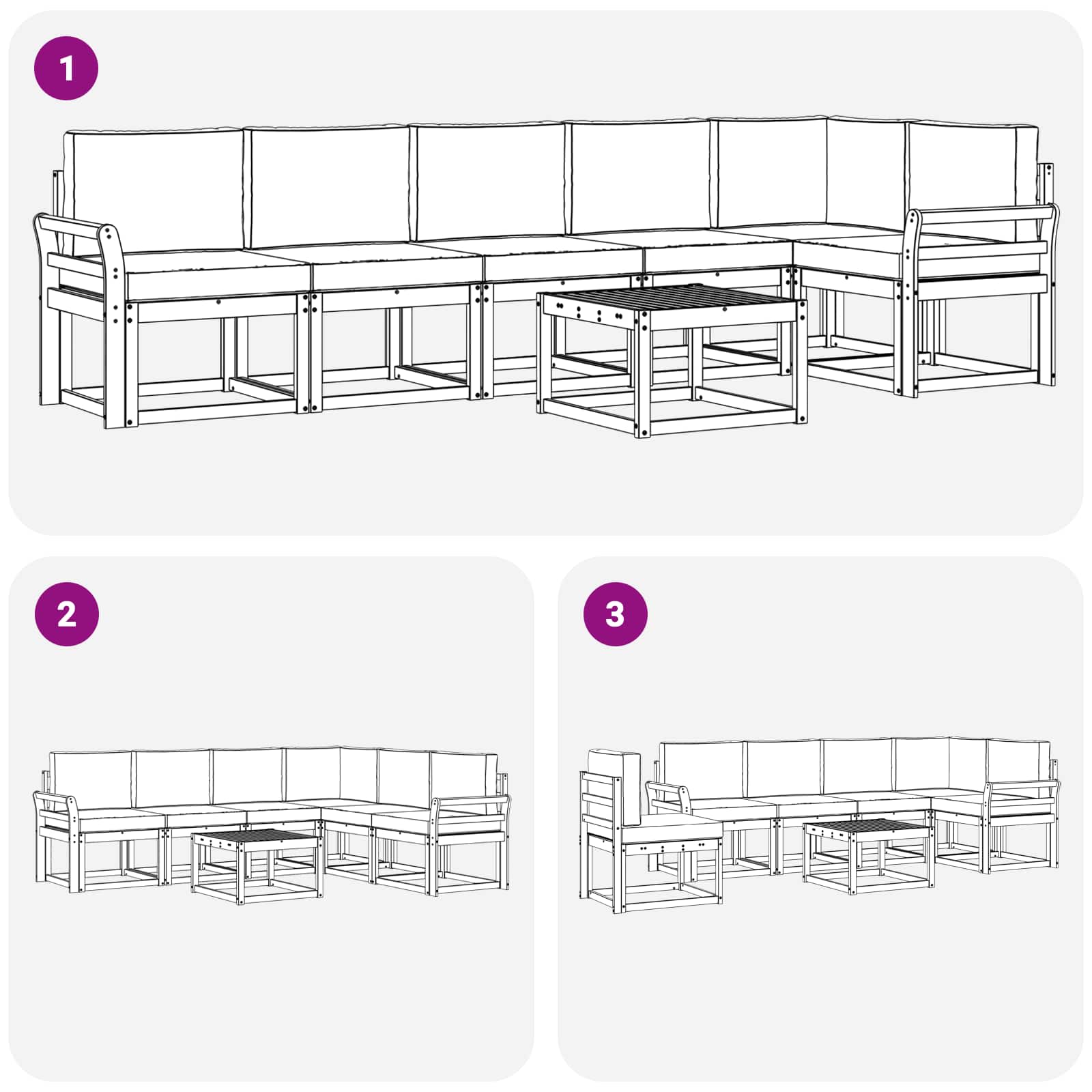Set de canapele de exterior cu pernă 7 pcs Natural și Bej GartenMobel Dekor