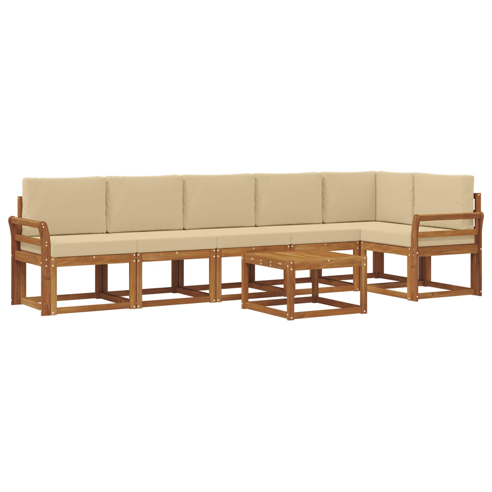 Set de canapele de exterior cu pernă 7 pcs Natural și Bej GartenMobel Dekor