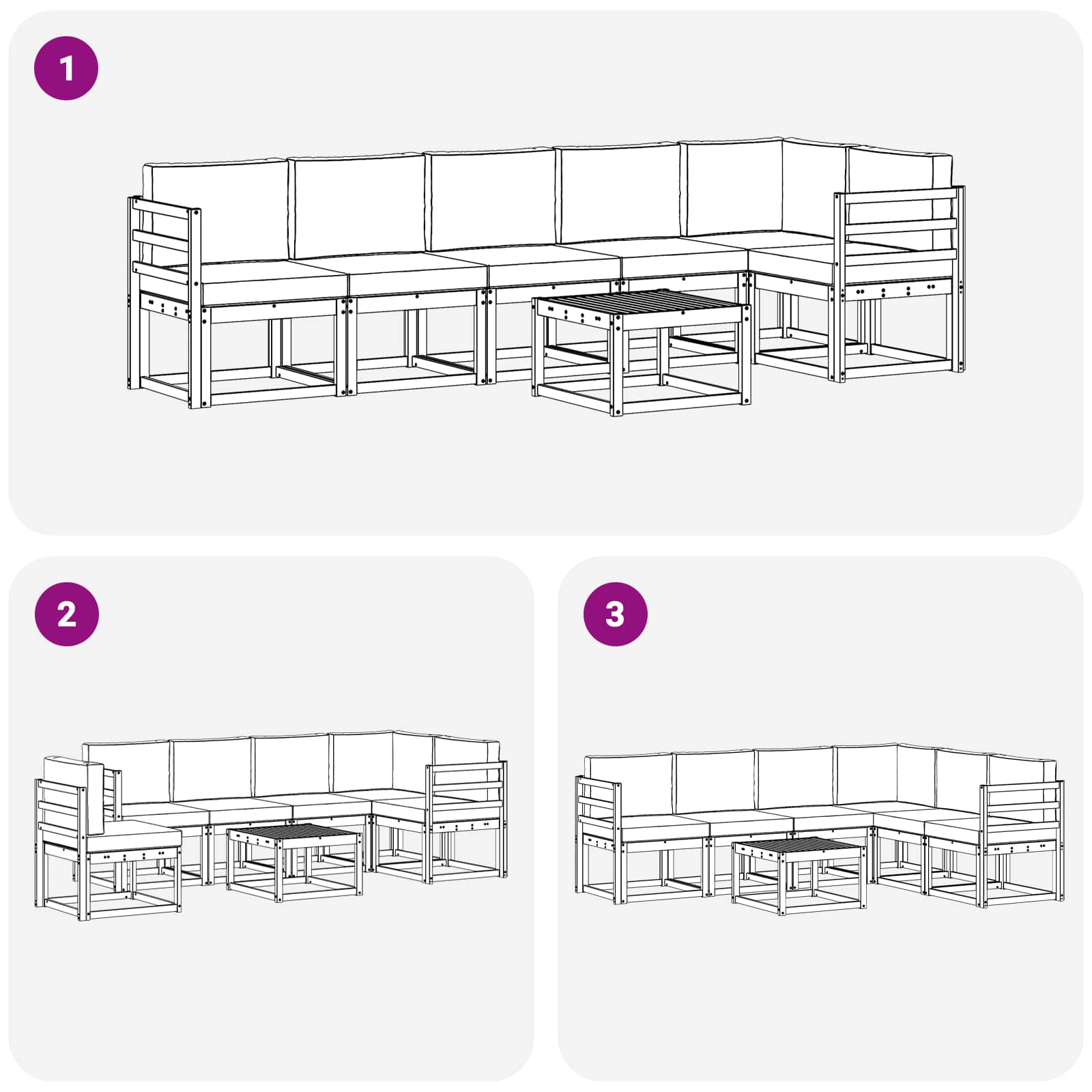 Set de canapele de exterior cu pernă 7 pcs Natural și Crem GartenMobel Dekor