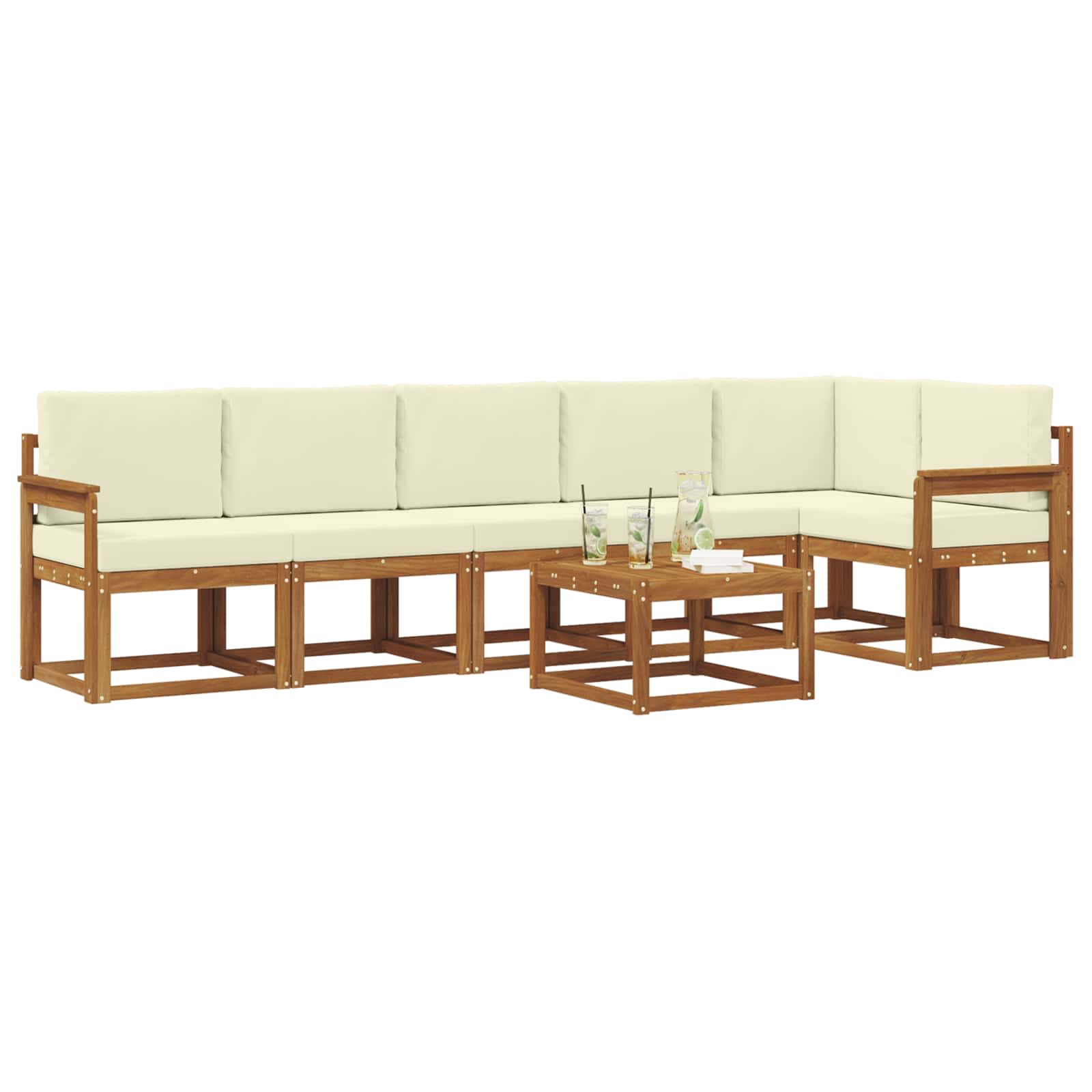 Set de canapele de exterior cu pernă 7 pcs Natural și Crem GartenMobel Dekor