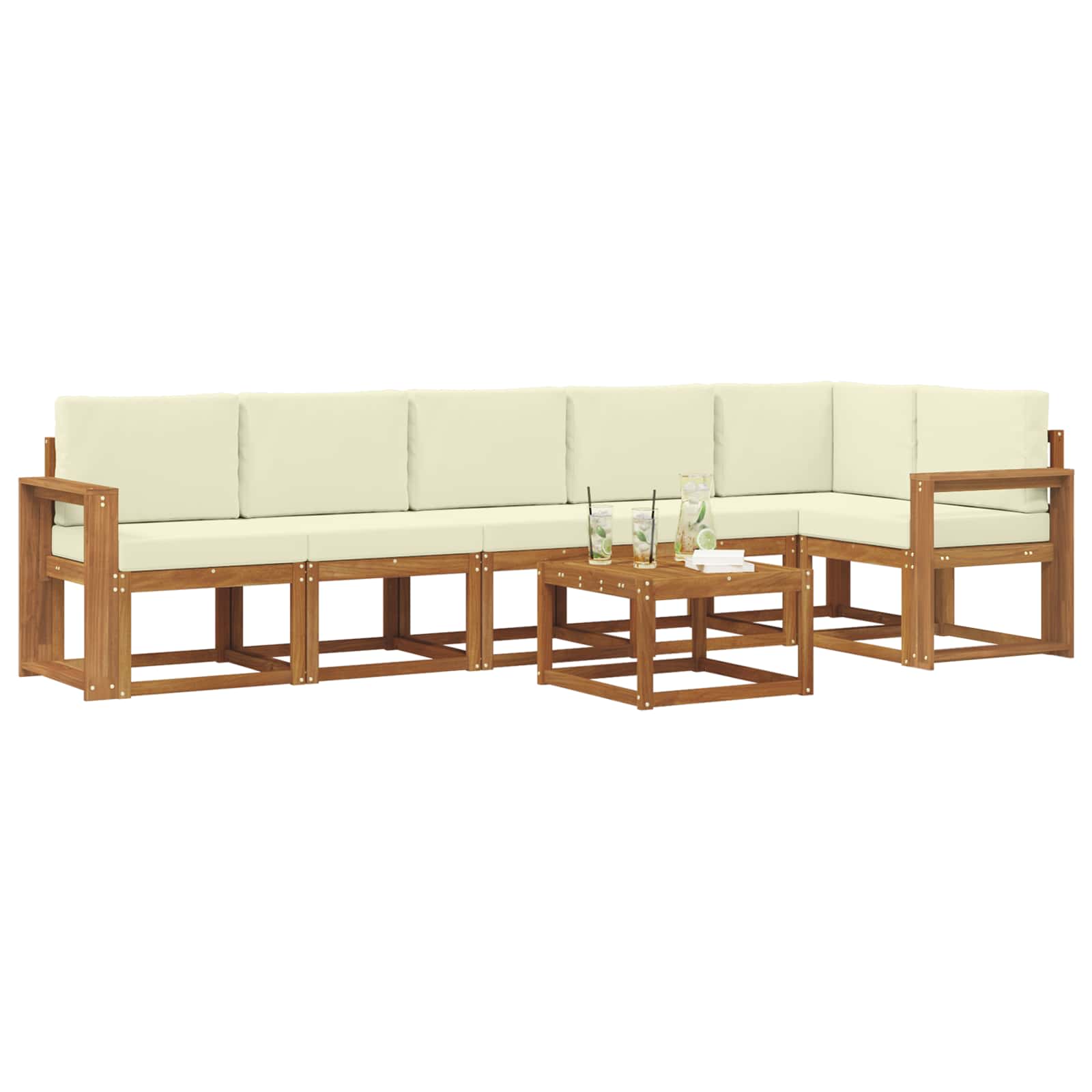 Set de canapele de exterior cu pernă 7 pcs Natural și Crem GartenMobel Dekor