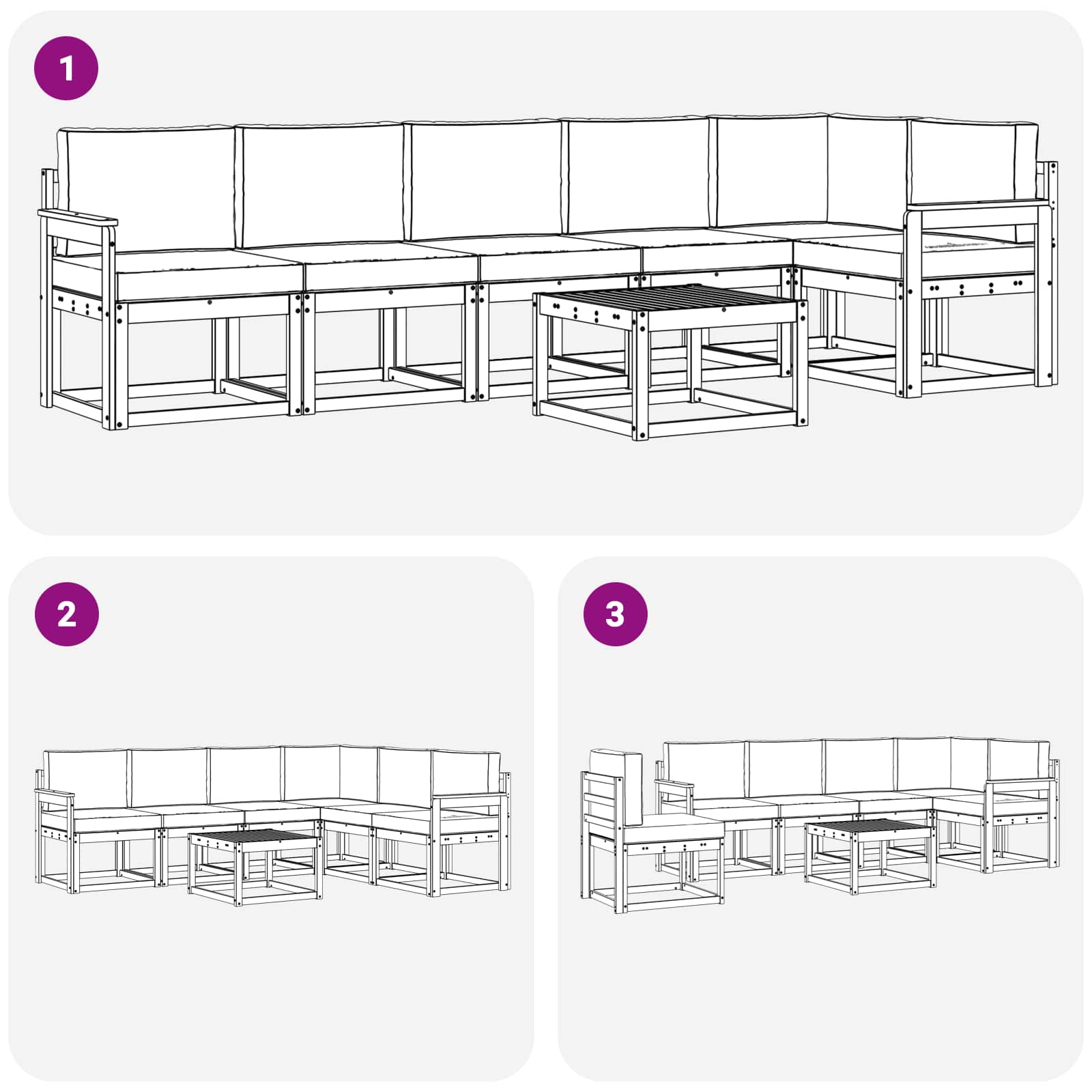 Set de canapele de exterior cu pernă 7 pcs Natural și Crem GartenMobel Dekor