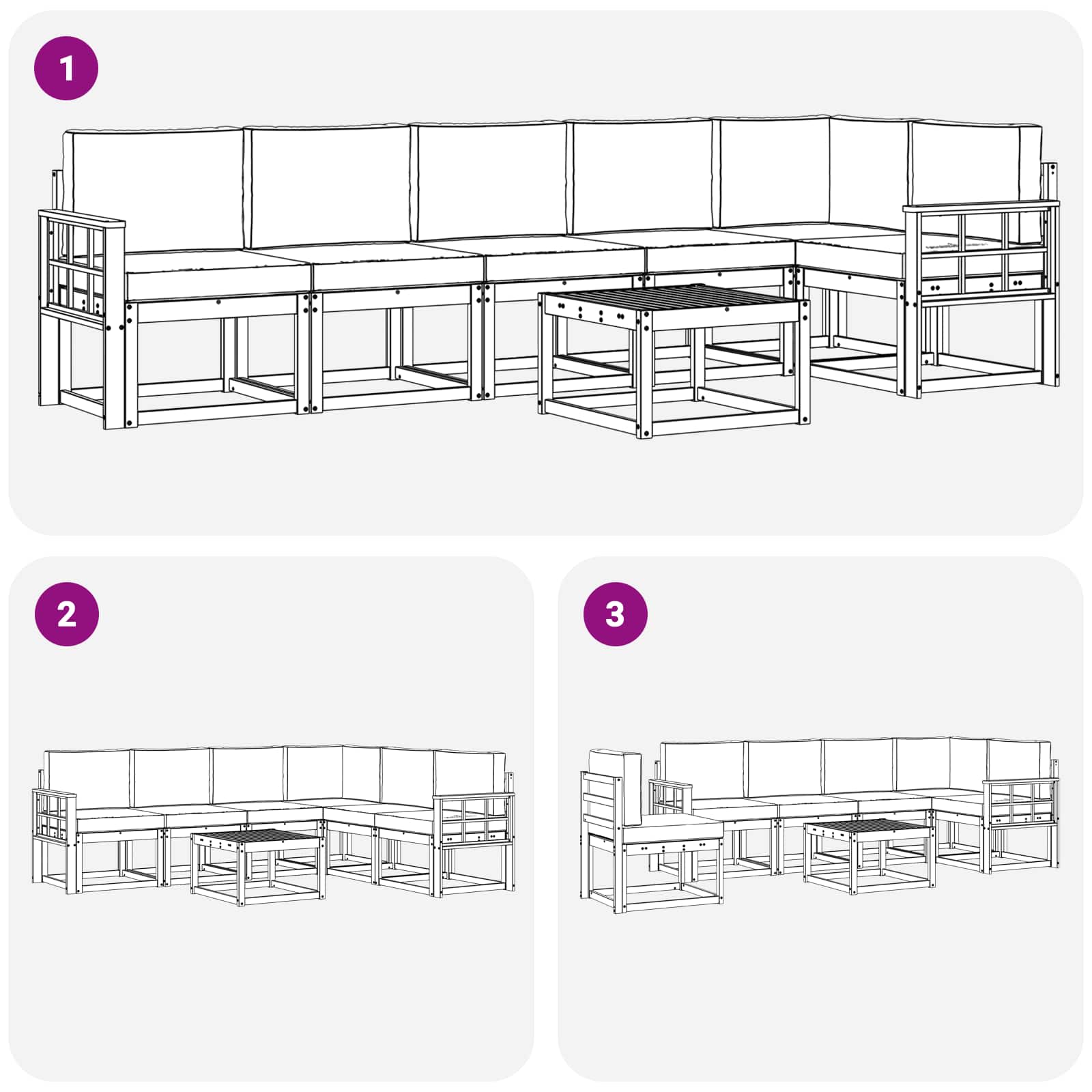 Set de canapele de exterior cu pernă 7 pcs Natural și Crem GartenMobel Dekor