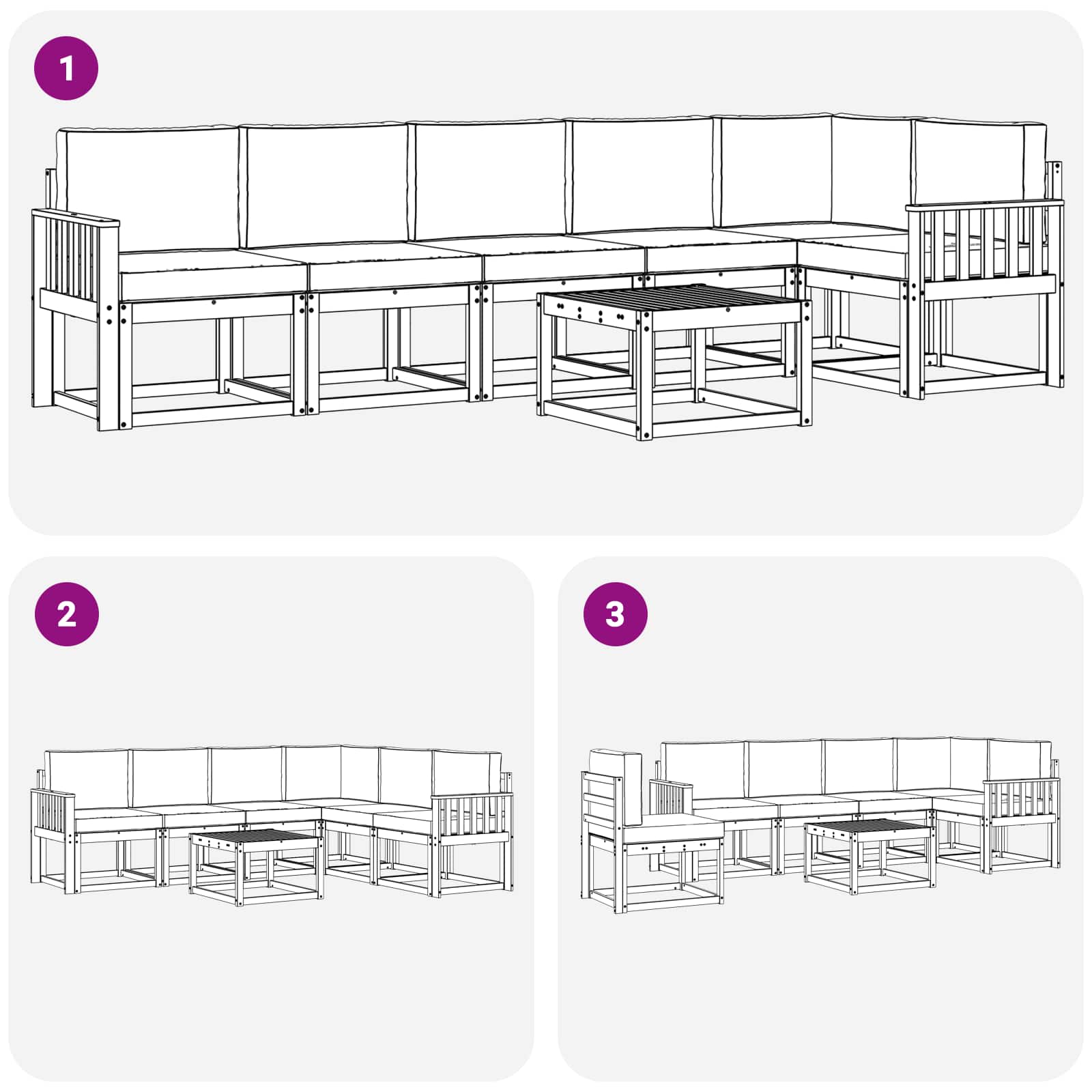 Set de canapele de exterior cu pernă 7 pcs Natural și Crem GartenMobel Dekor