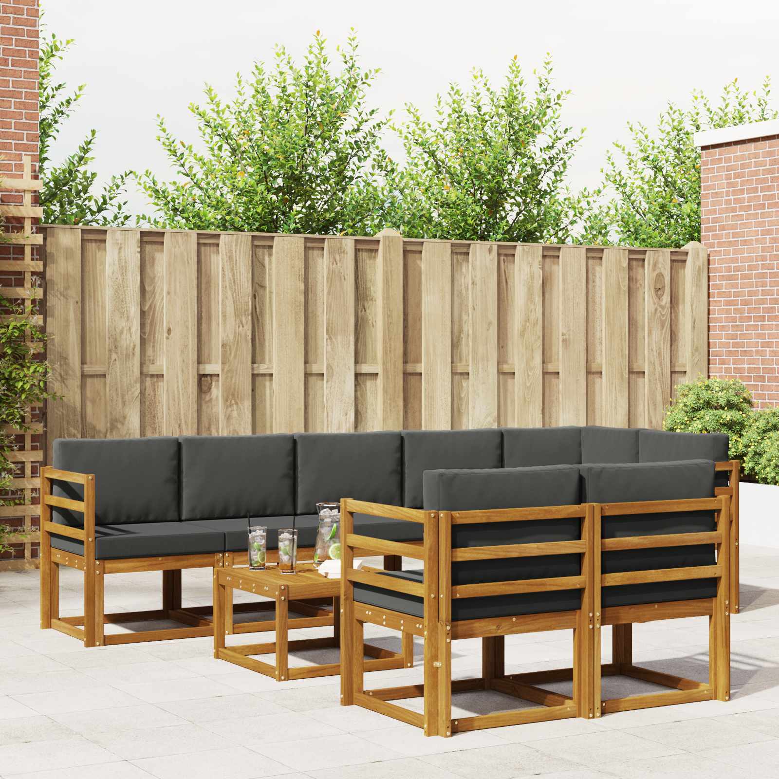 Set de canapele de exterior cu pernă 9 pcs Natural și Antracit GartenMobel Dekor