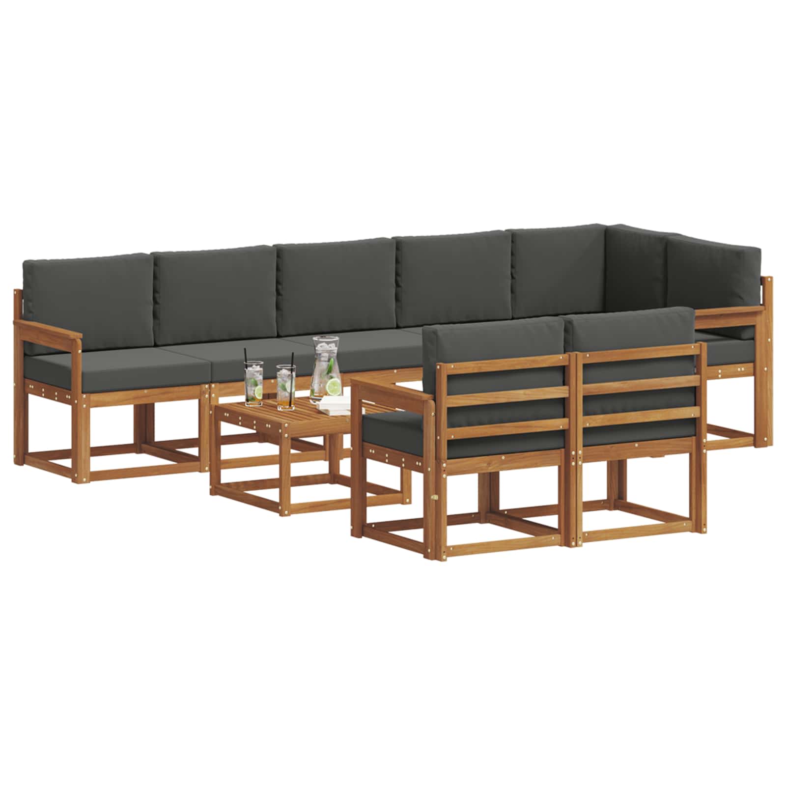 Set de canapele de exterior cu pernă 9 pcs Natural și Antracit GartenMobel Dekor