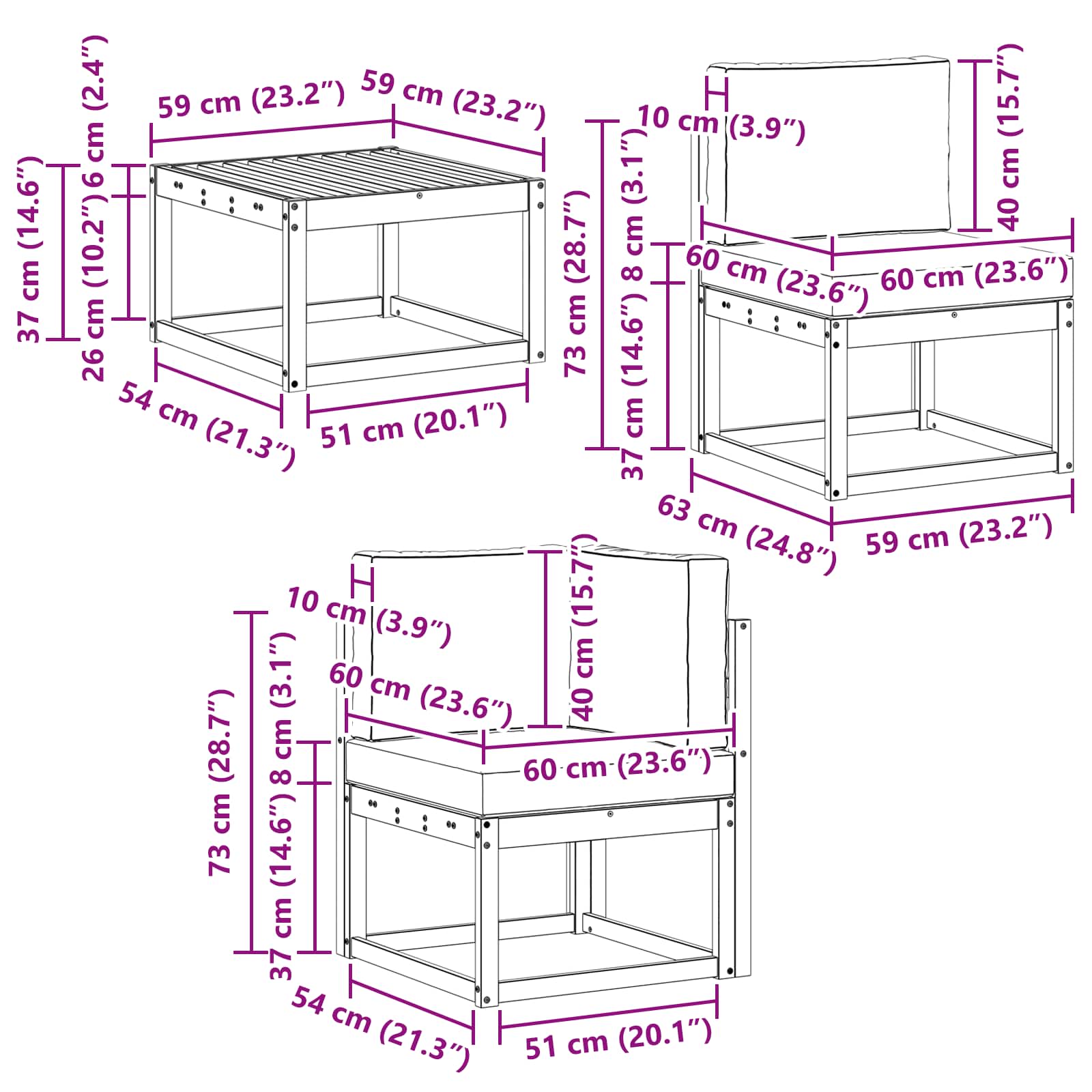 Set de canapele de exterior cu pernă 9 pcs Natural și Antracit GartenMobel Dekor