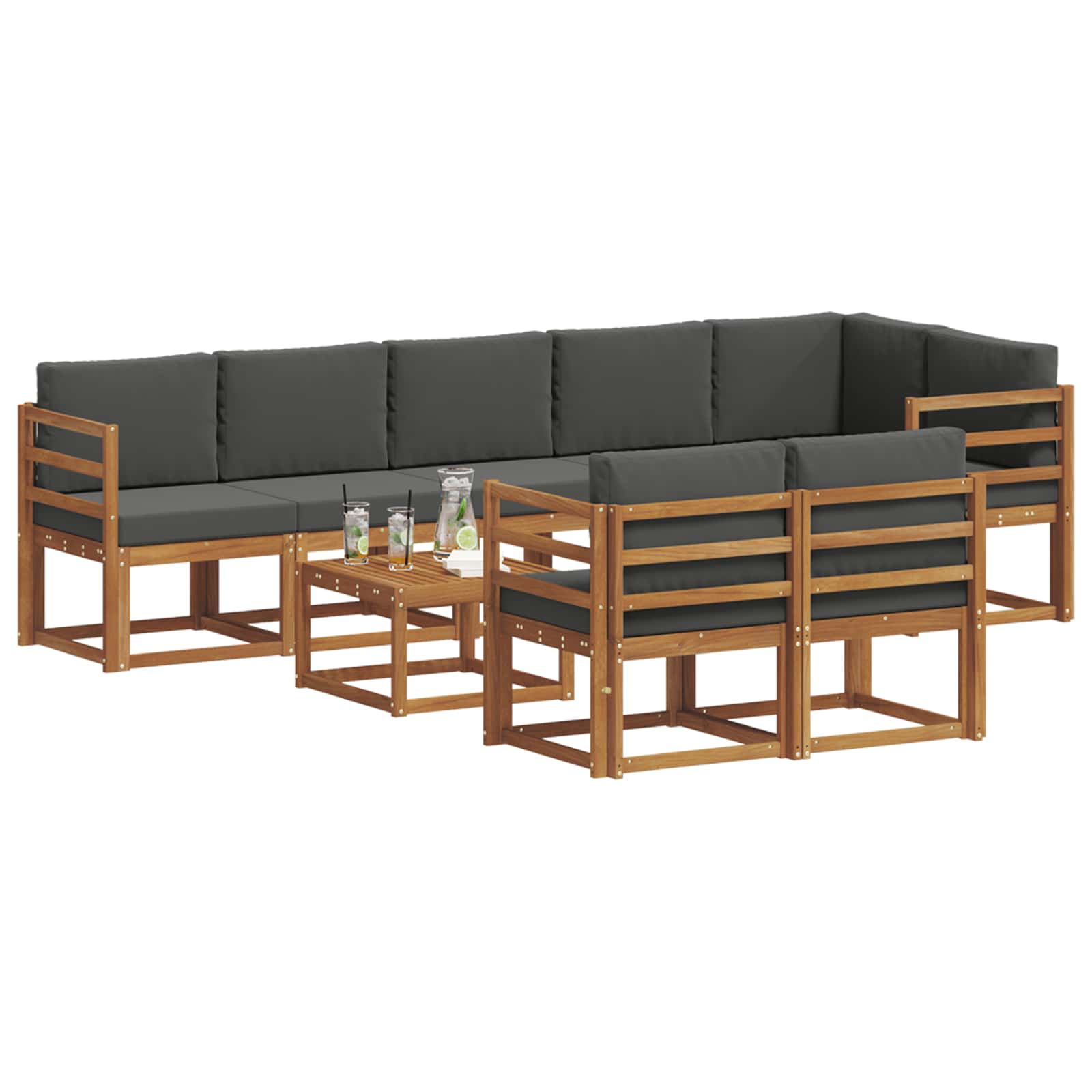 Set de canapele de exterior cu pernă 9 pcs Natural și Antracit GartenMobel Dekor