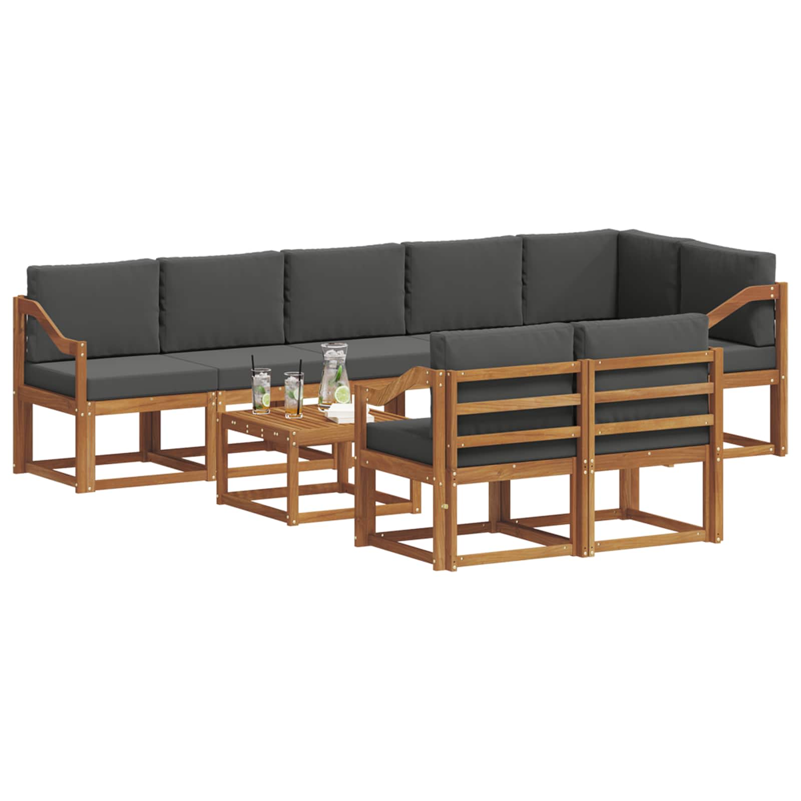 Set de canapele de exterior cu pernă 9 pcs Natural și Antracit GartenMobel Dekor