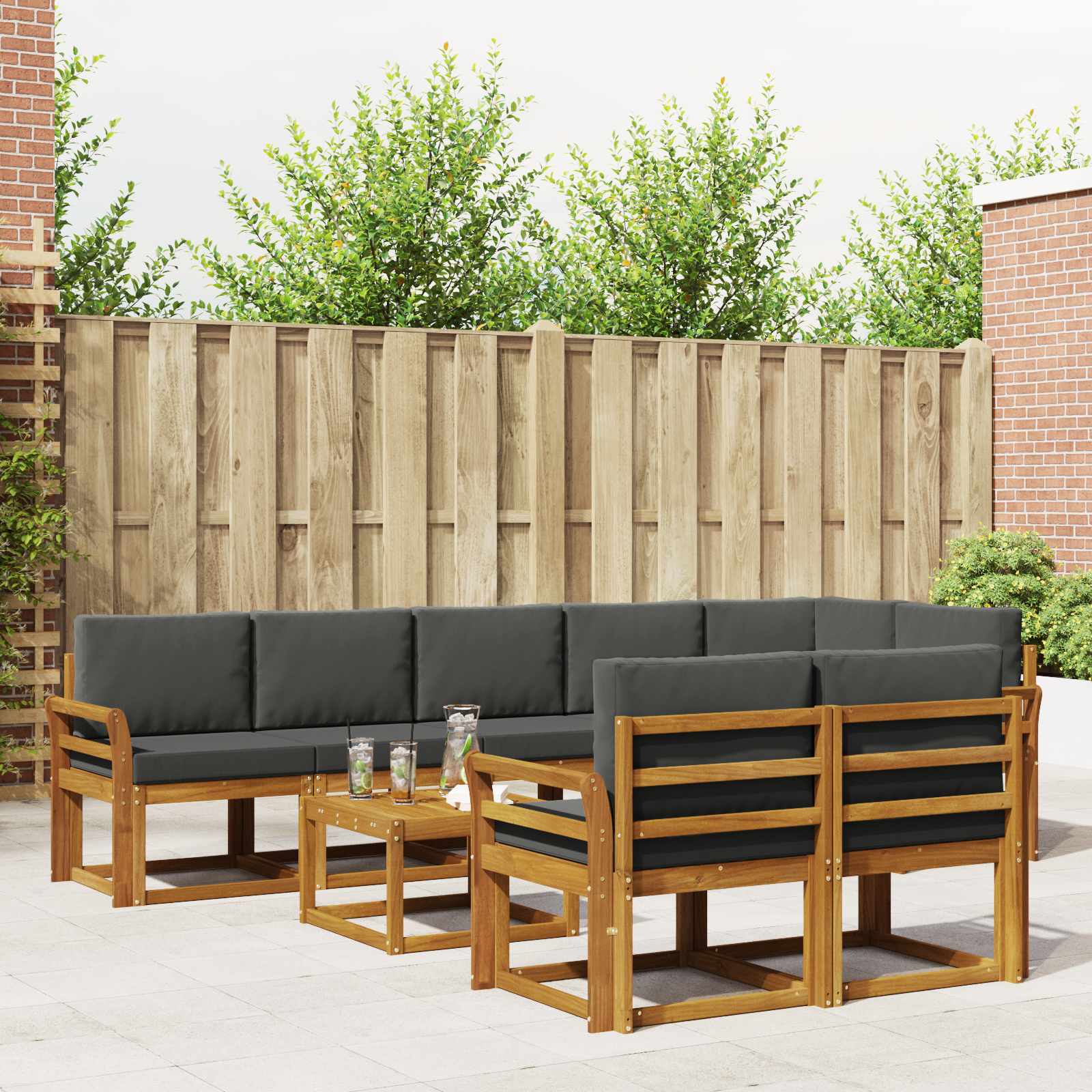 Set de canapele de exterior cu pernă 9 pcs Natural și Antracit GartenMobel Dekor