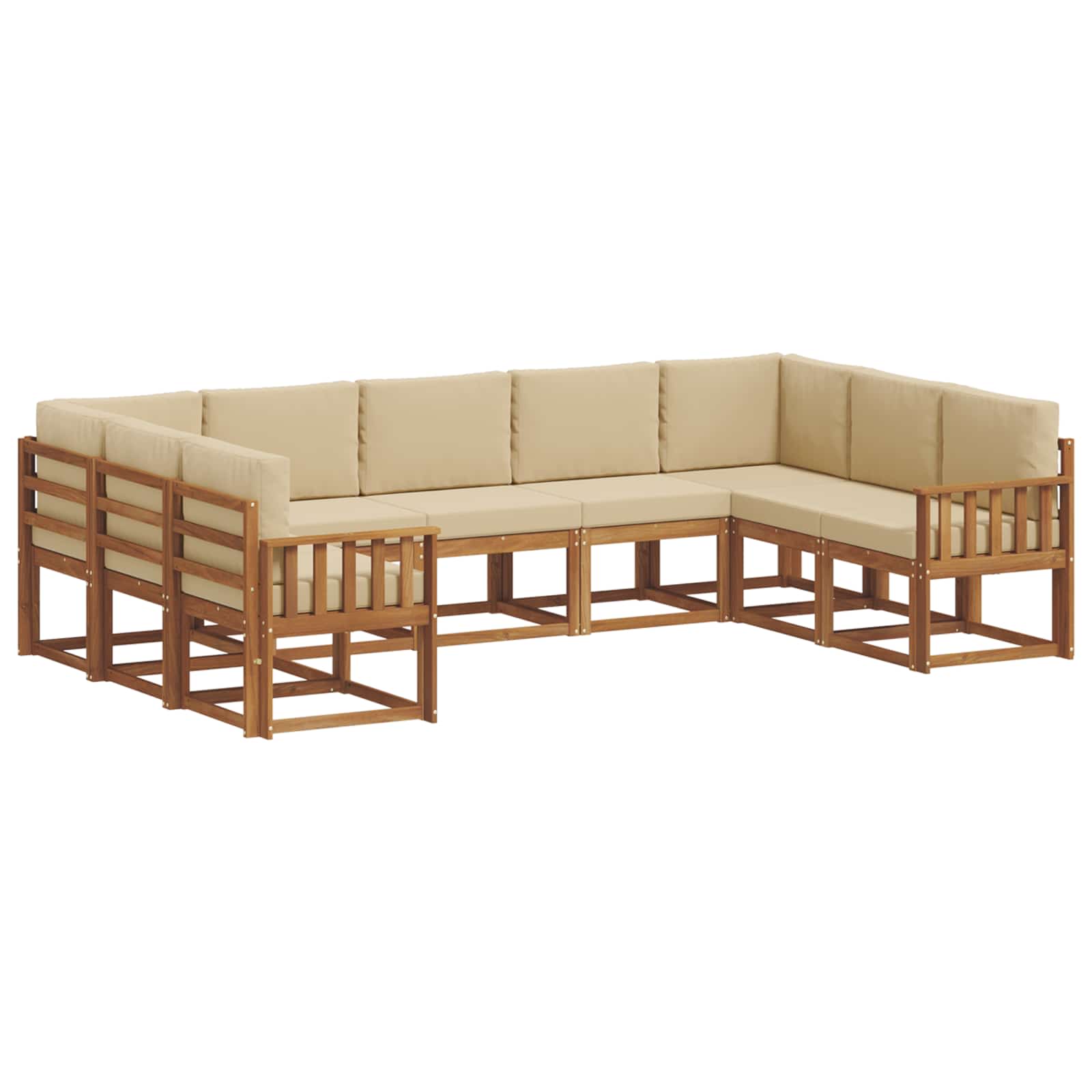 Set de canapele de exterior cu pernă 9 pcs Natural și Bej GartenMobel Dekor