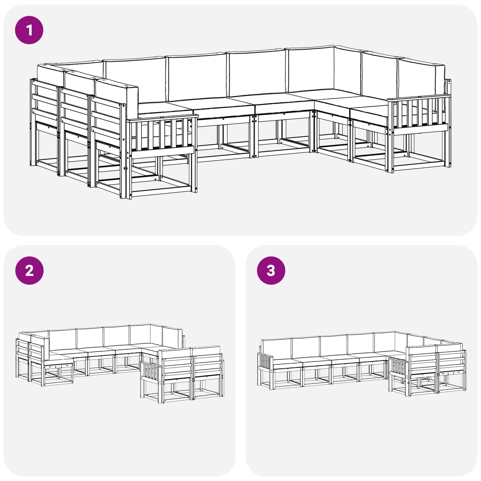 Set de canapele de exterior cu pernă 9 pcs Natural și Bej GartenMobel Dekor