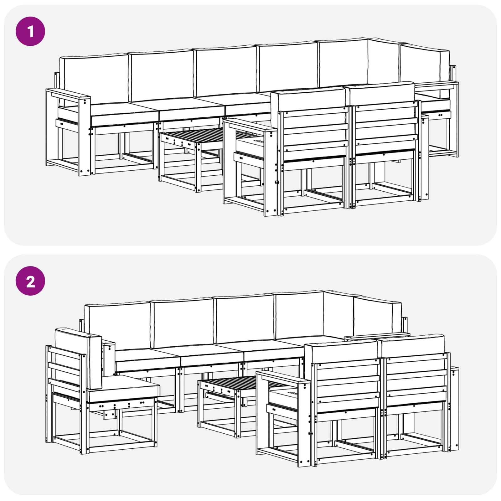 Set de canapele de exterior cu pernă 9 pcs Natural și Bej GartenMobel Dekor