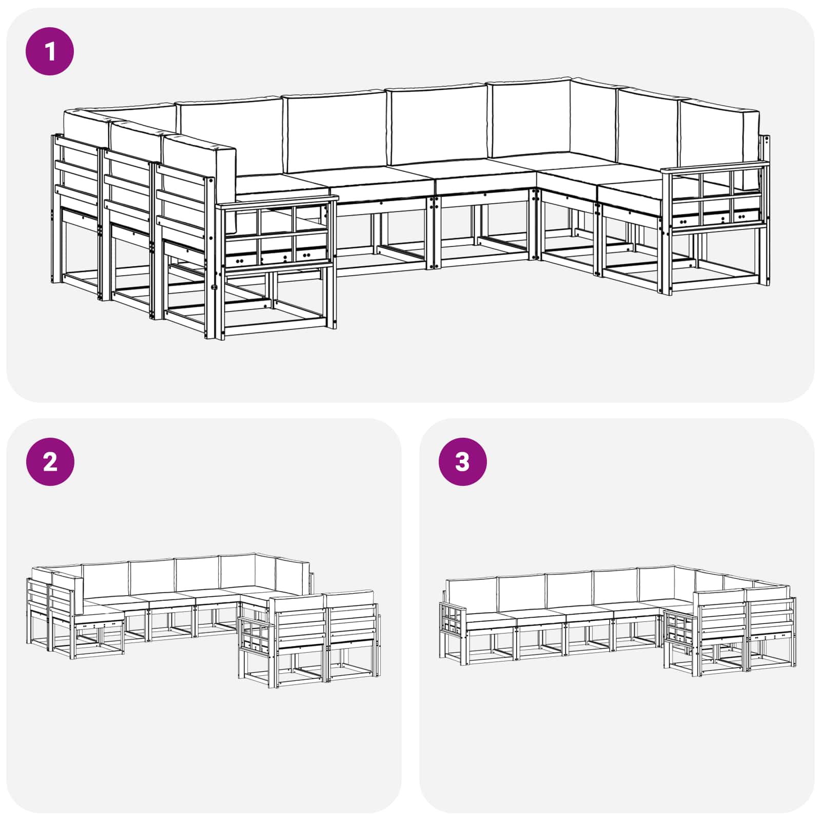 Set de canapele de exterior cu pernă 9 pcs Natural și Bej GartenMobel Dekor