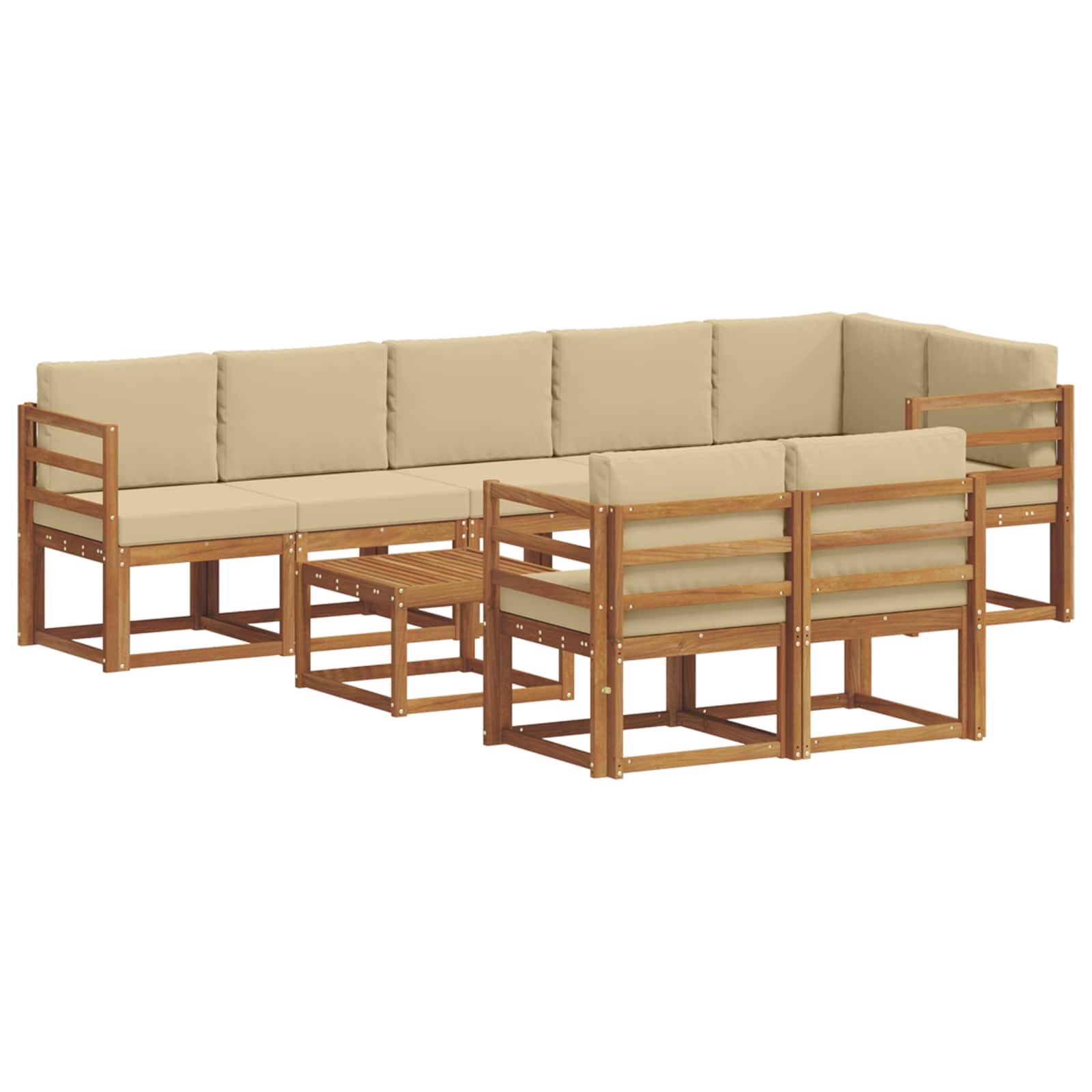 Set de canapele de exterior cu pernă 9 pcs Natural și Bej GartenMobel Dekor