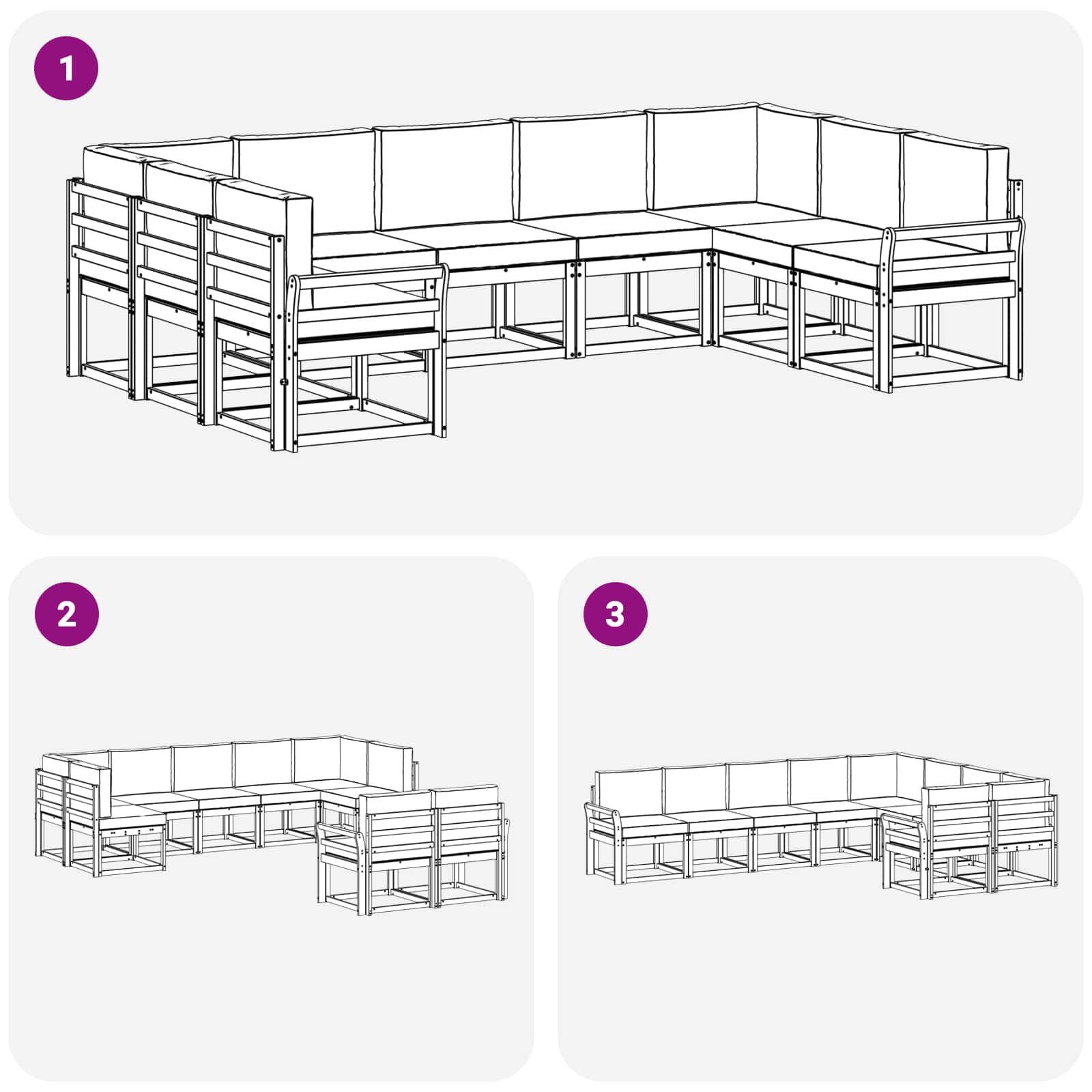 Set de canapele de exterior cu pernă 9 pcs Natural și Bej GartenMobel Dekor