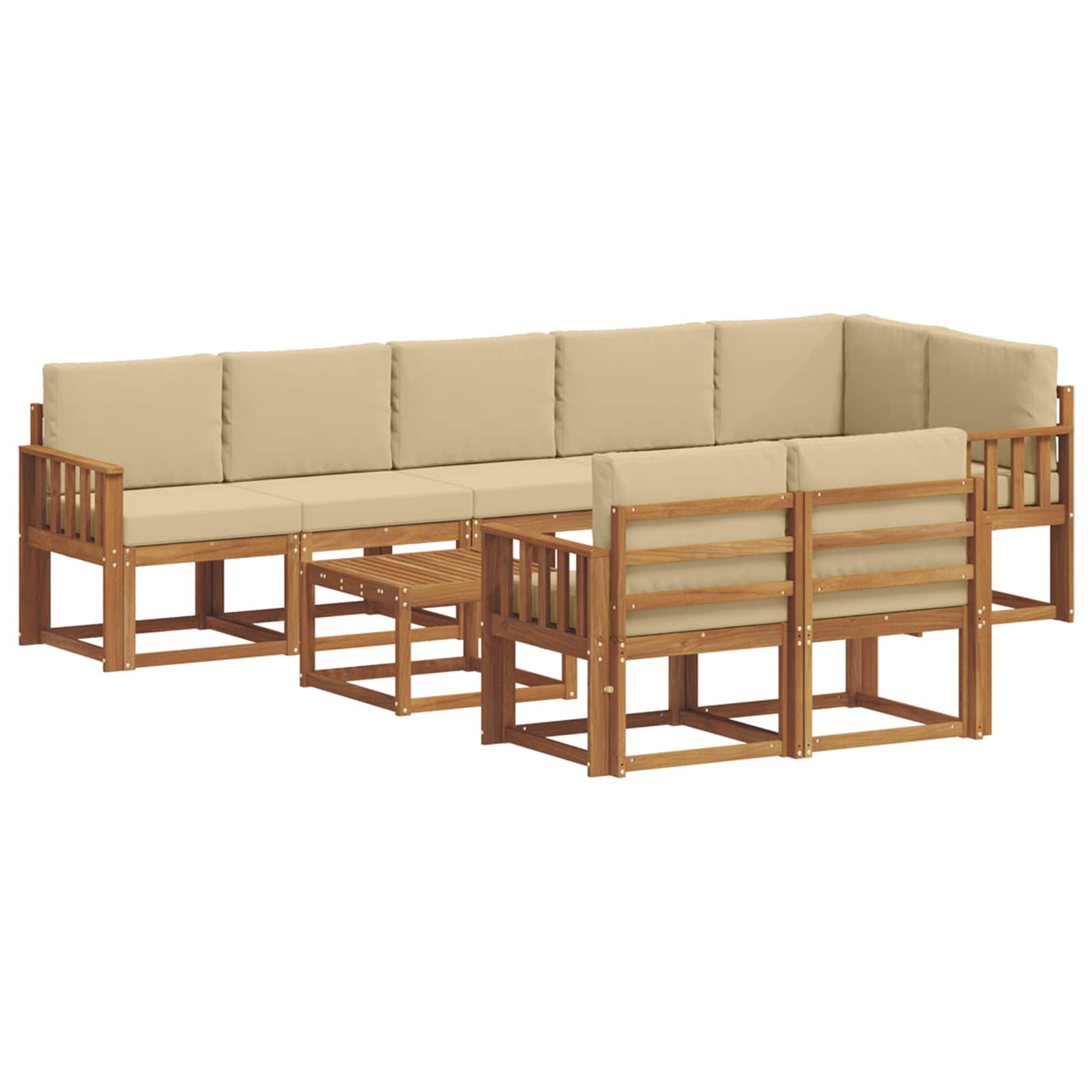 Set de canapele de exterior cu pernă 9 pcs Natural și Bej GartenMobel Dekor