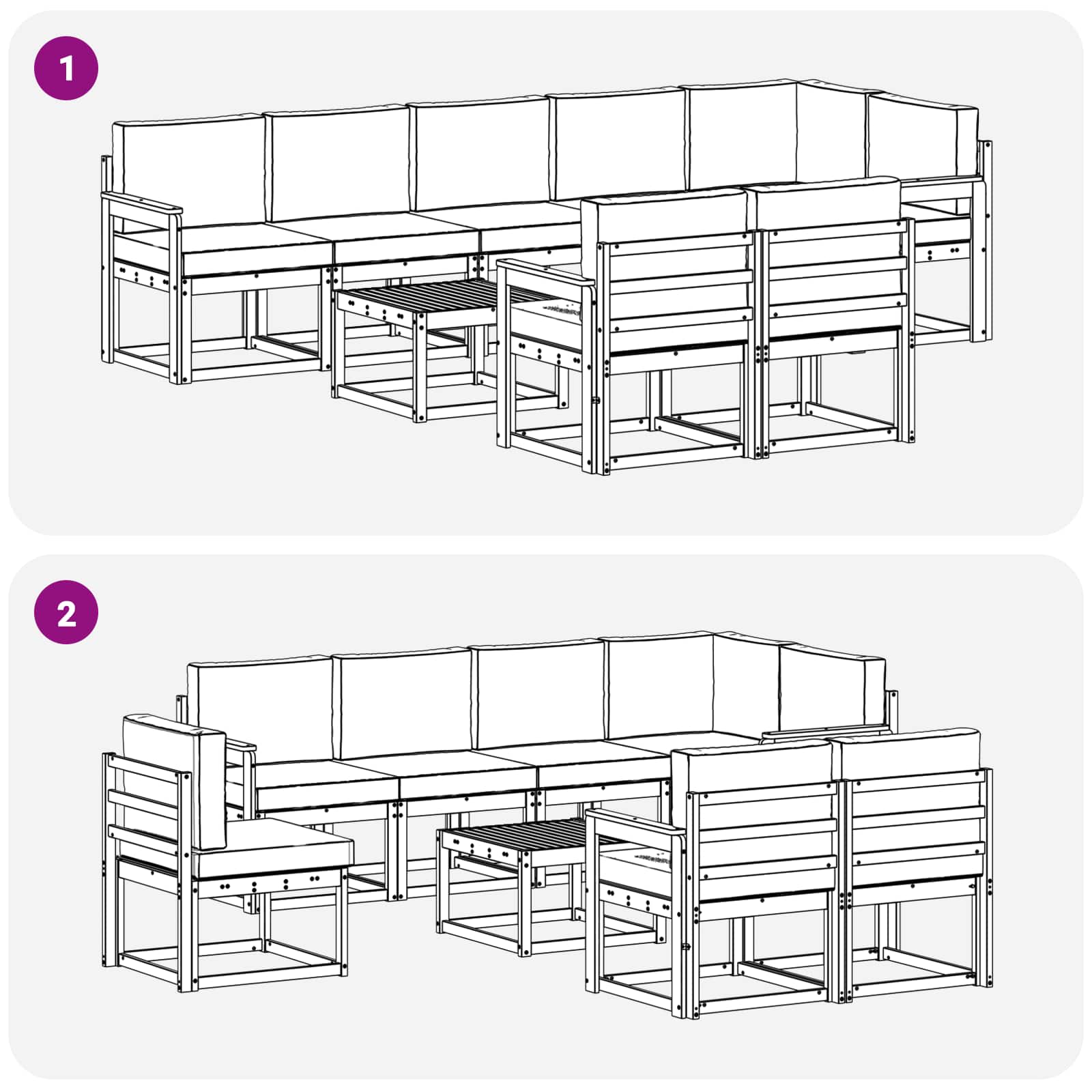 Set de canapele de exterior cu pernă 9 pcs Natural și Bej GartenMobel Dekor