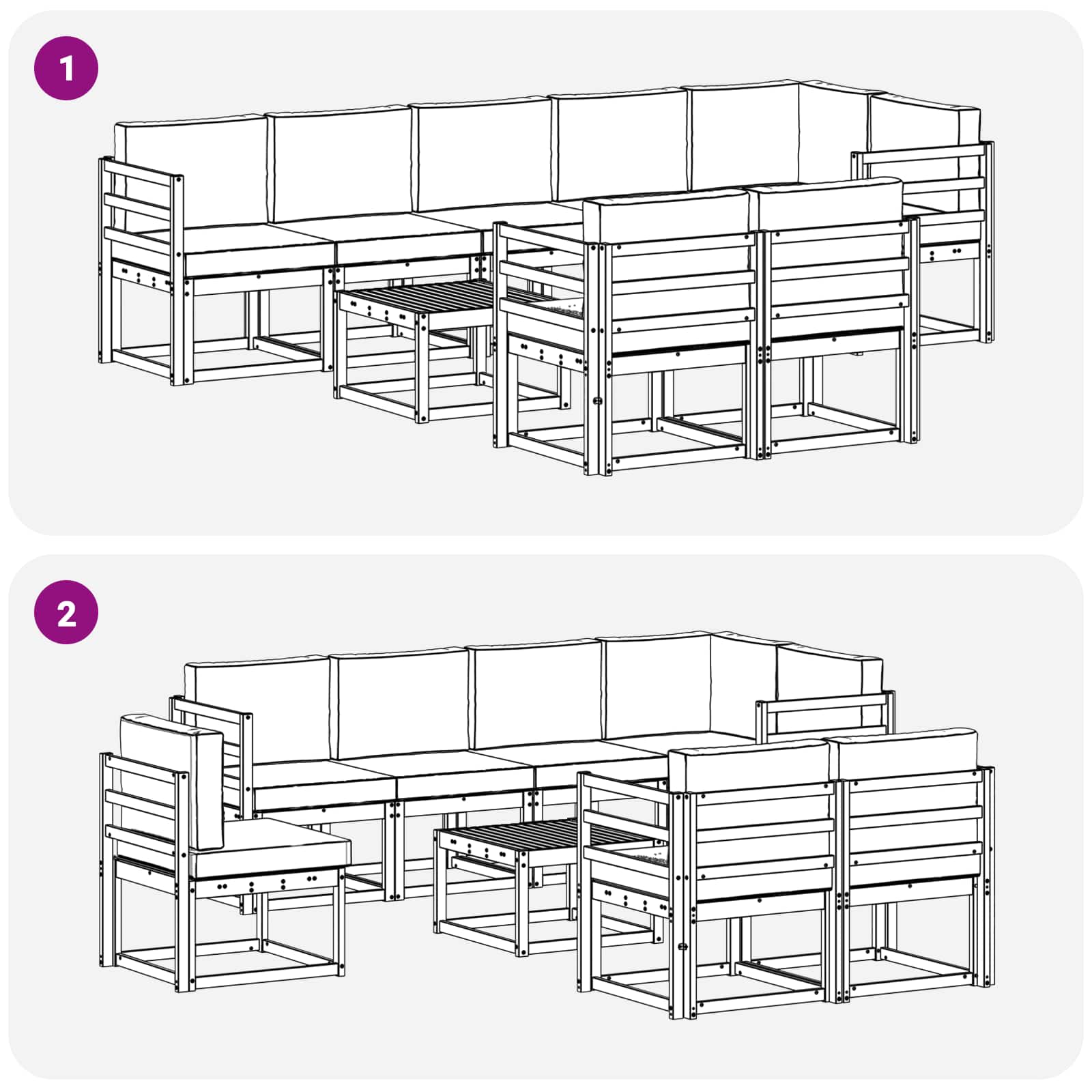 Set de canapele de exterior cu pernă 9 pcs Natural și Bej GartenMobel Dekor