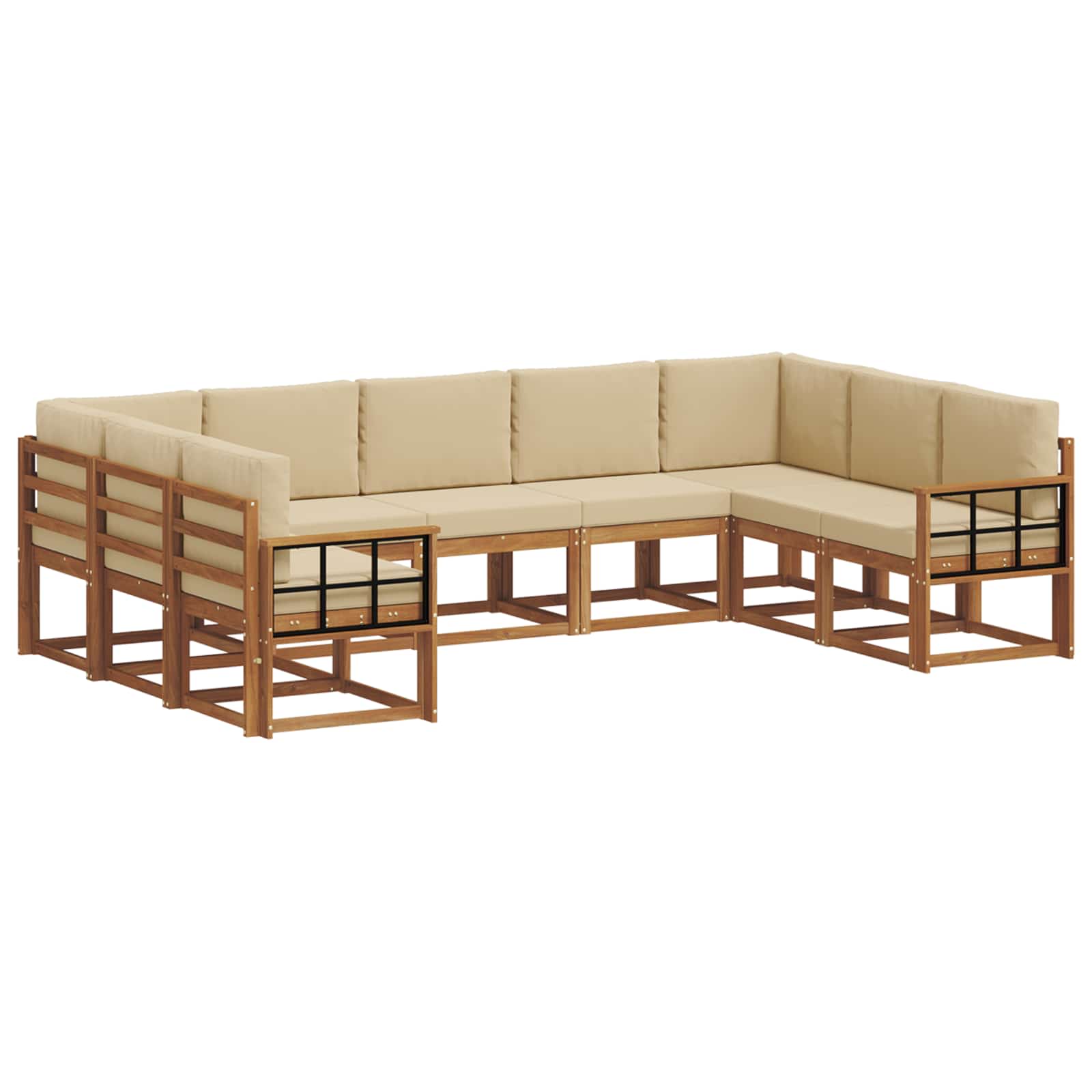 Set de canapele de exterior cu pernă 9 pcs Natural și Bej GartenMobel Dekor