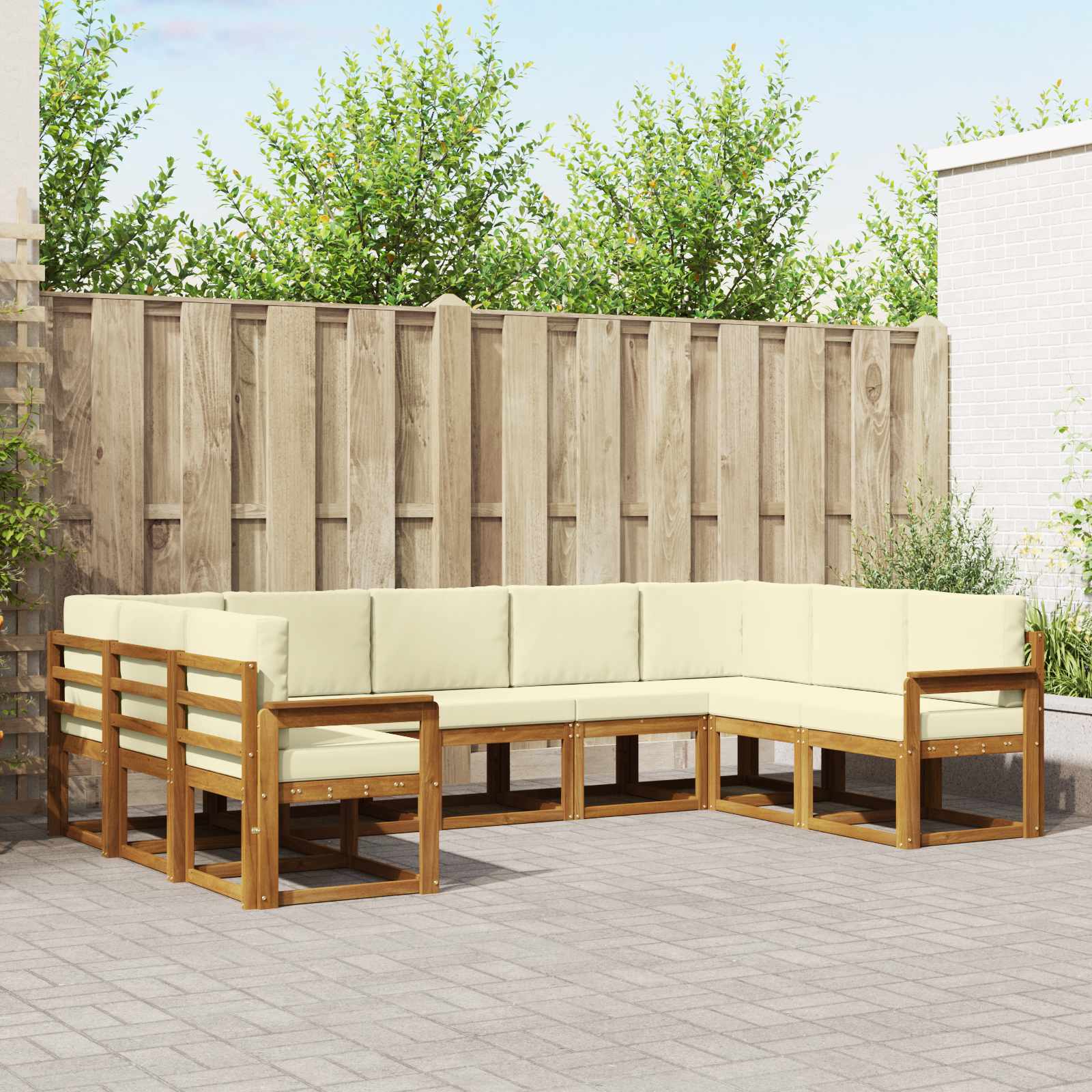 Set de canapele de exterior cu pernă 9 pcs Natural și Crem GartenMobel Dekor