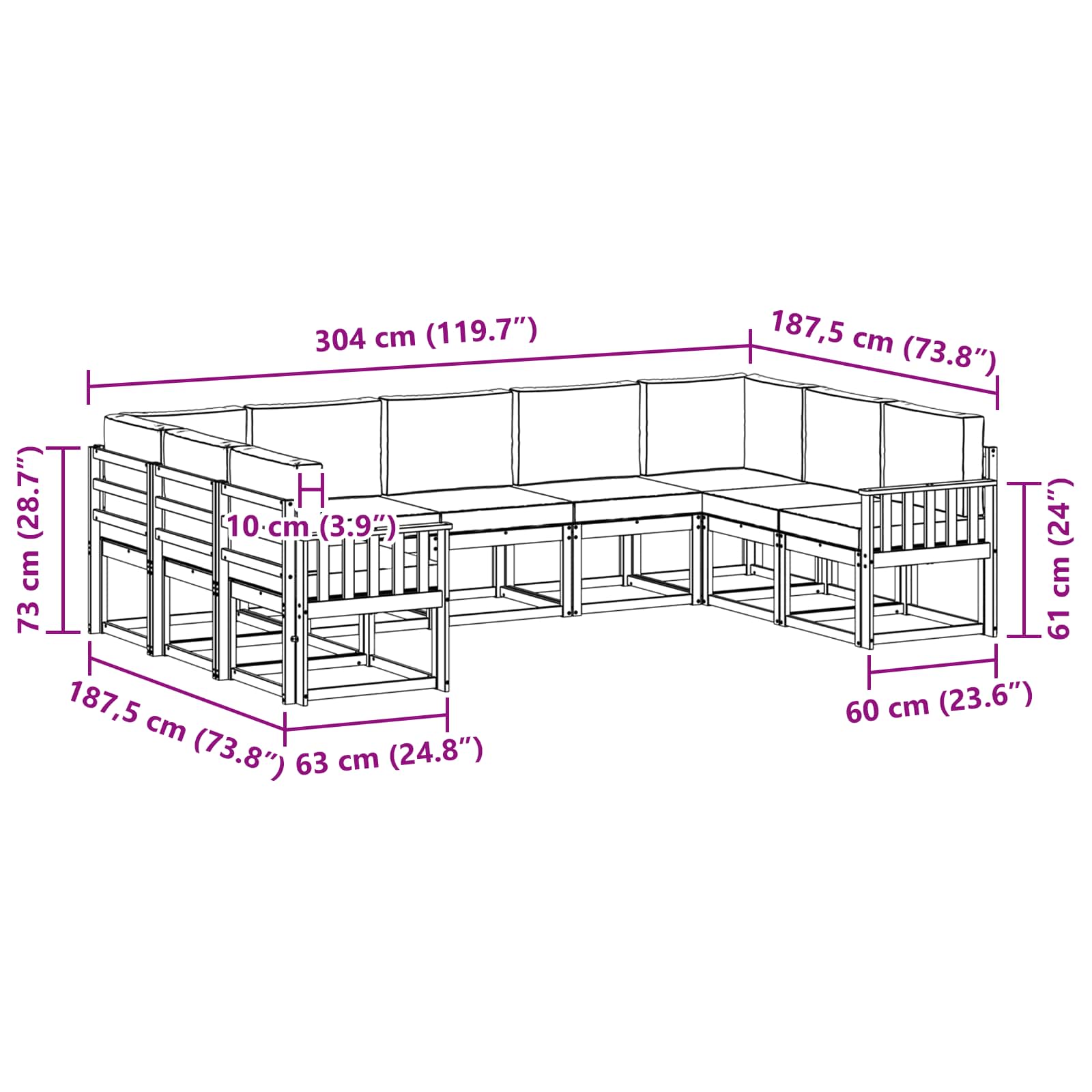 Set de canapele de exterior cu pernă 9 pcs Natural și Crem GartenMobel Dekor