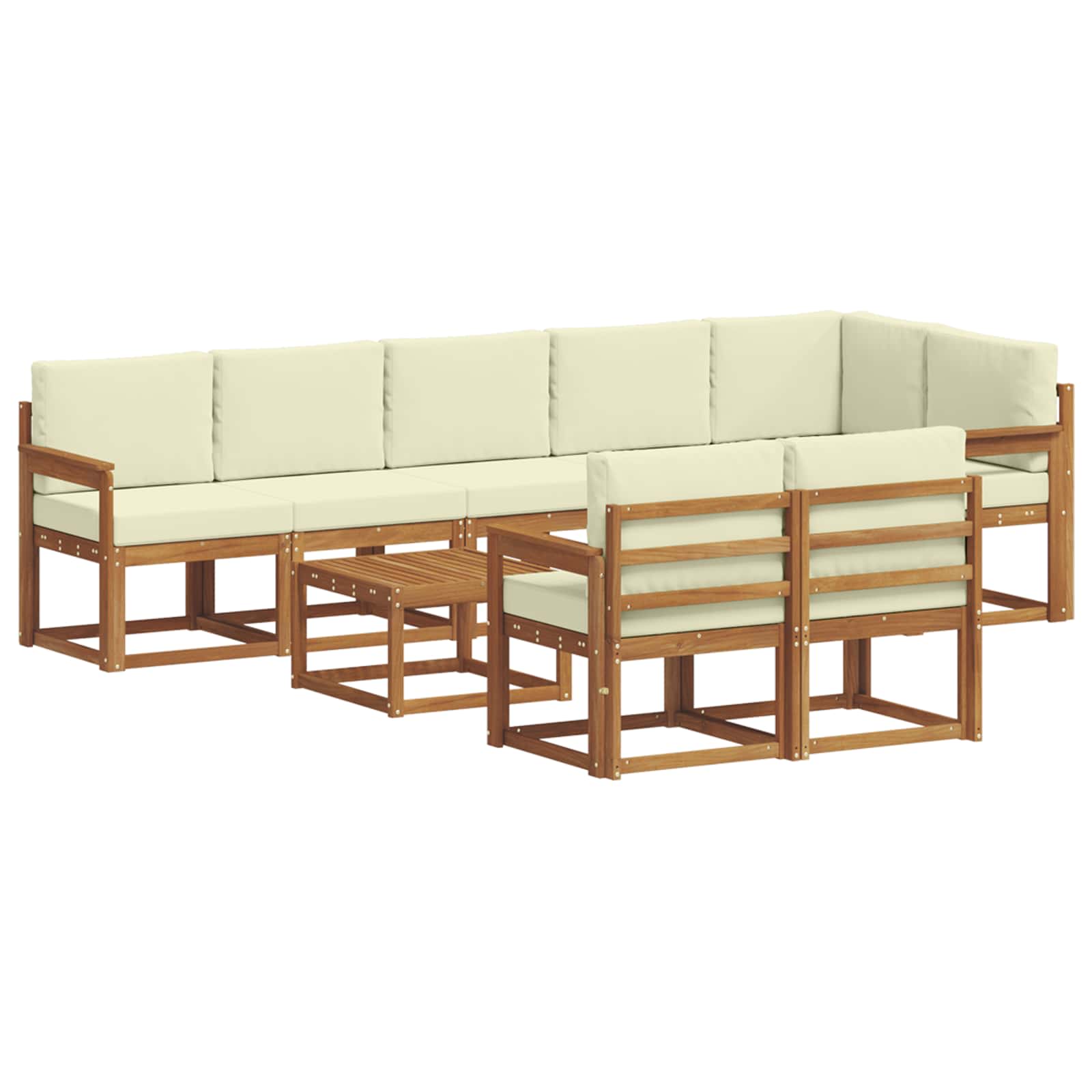 Set de canapele de exterior cu pernă 9 pcs Natural și Crem GartenMobel Dekor