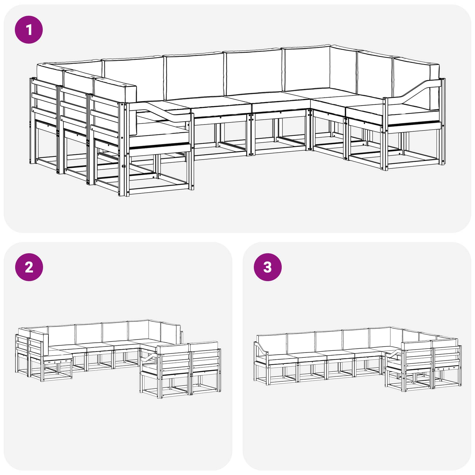 Set de canapele de exterior cu pernă 9 pcs Natural și Crem GartenMobel Dekor