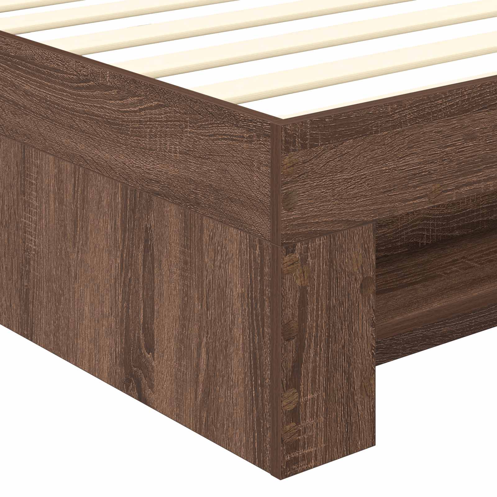 Cadru de pat Stejar închis 90 x 200 cm Lemn compozit GartenMobel Dekor