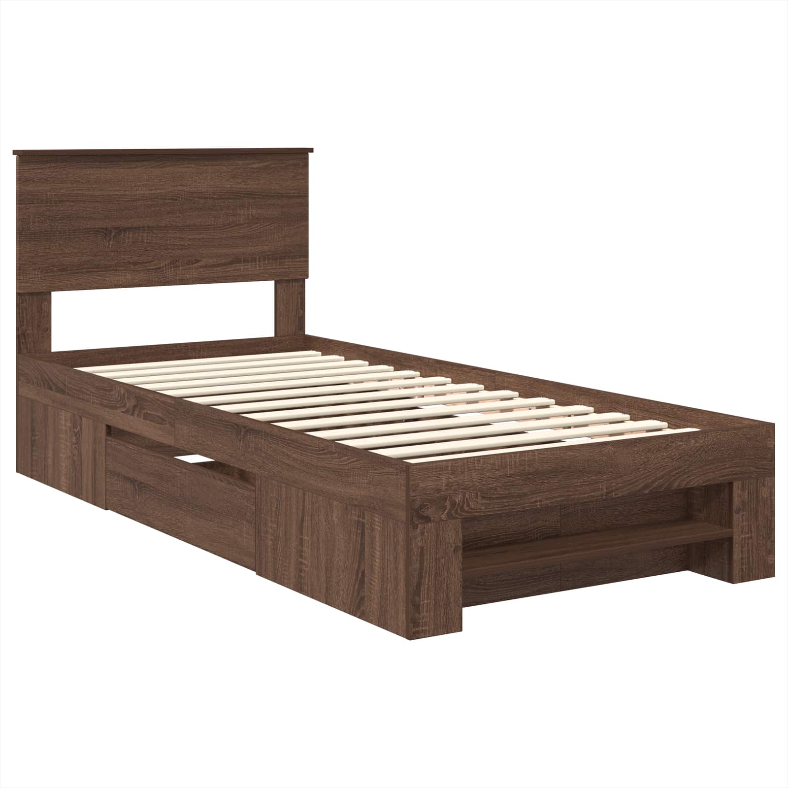 Cadru de pat Stejar închis 90 x 200 cm Lemn compozit GartenMobel Dekor