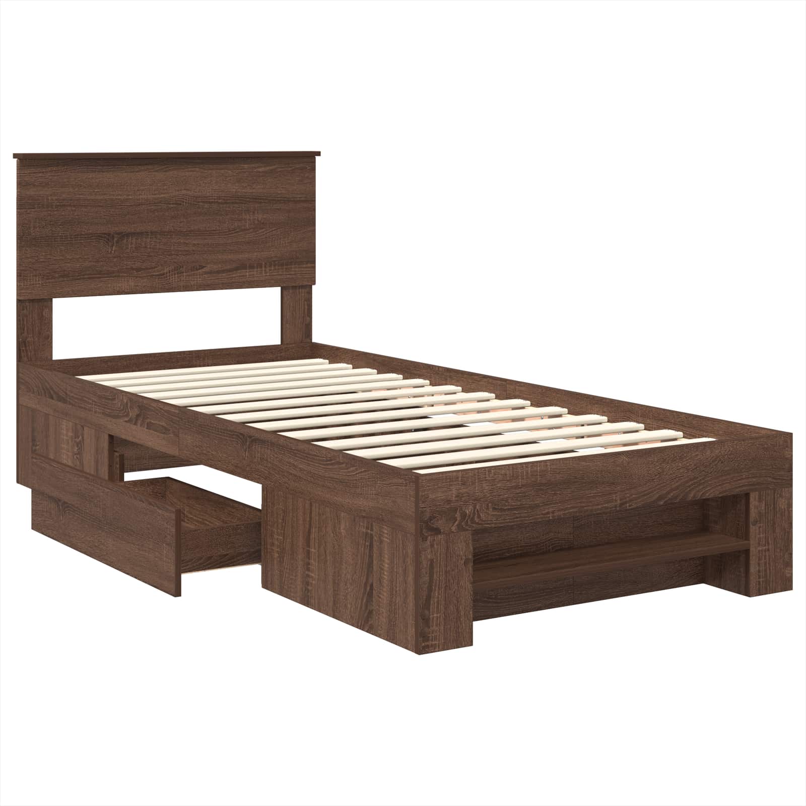 Cadru de pat Stejar închis 90 x 200 cm Lemn compozit GartenMobel Dekor