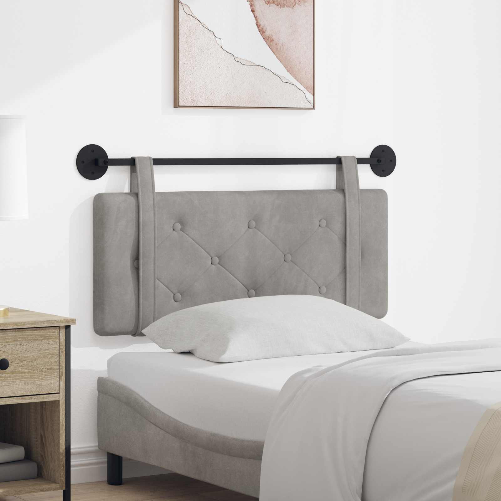 vidaXL Cap de pat suspendat Gri deschis 110 x 55 x 5 cm Catifea GartenMobel Dekor