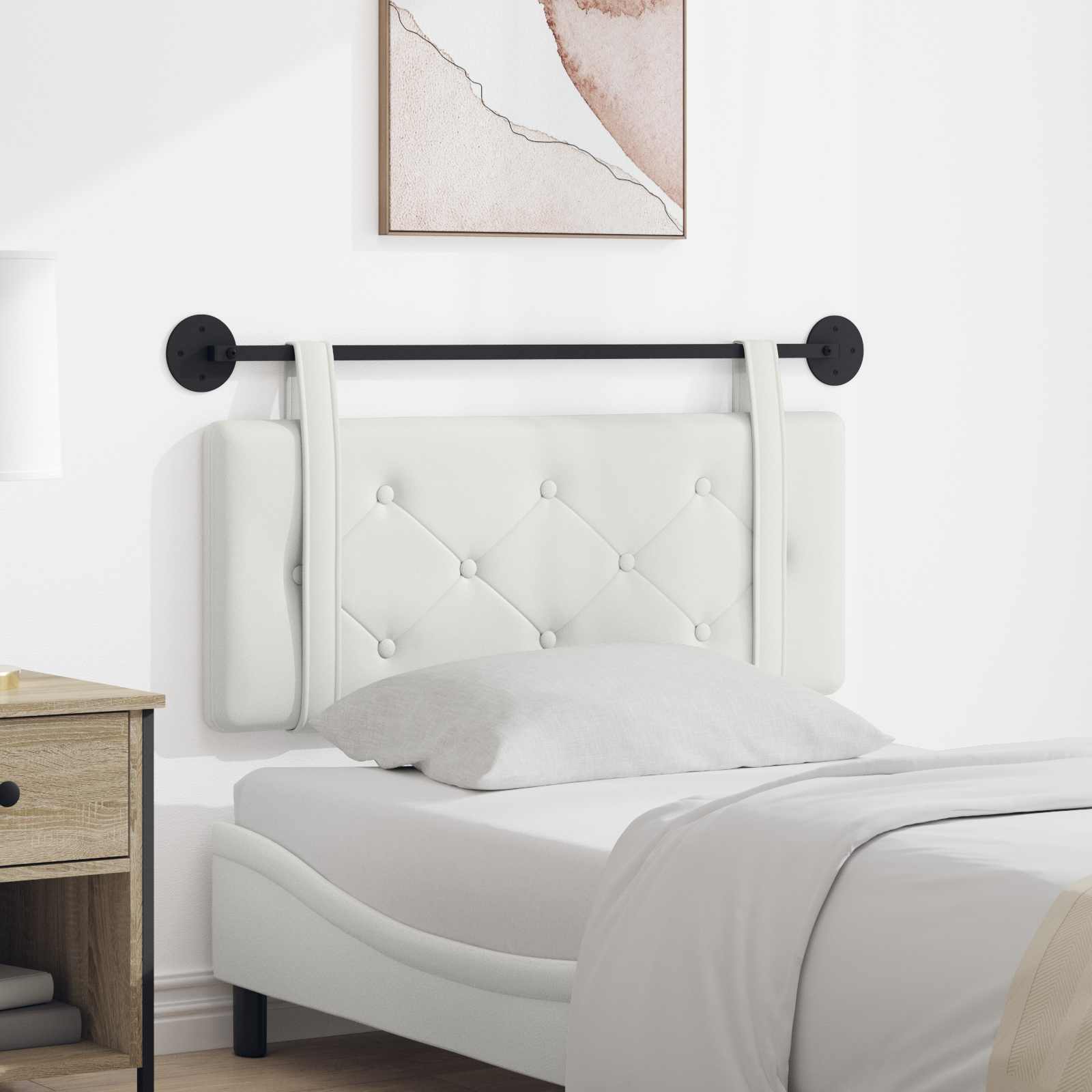 vidaXL Cap de pat suspendat Alb 110 x 55 x 5 cm Piele artificiala GartenMobel Dekor