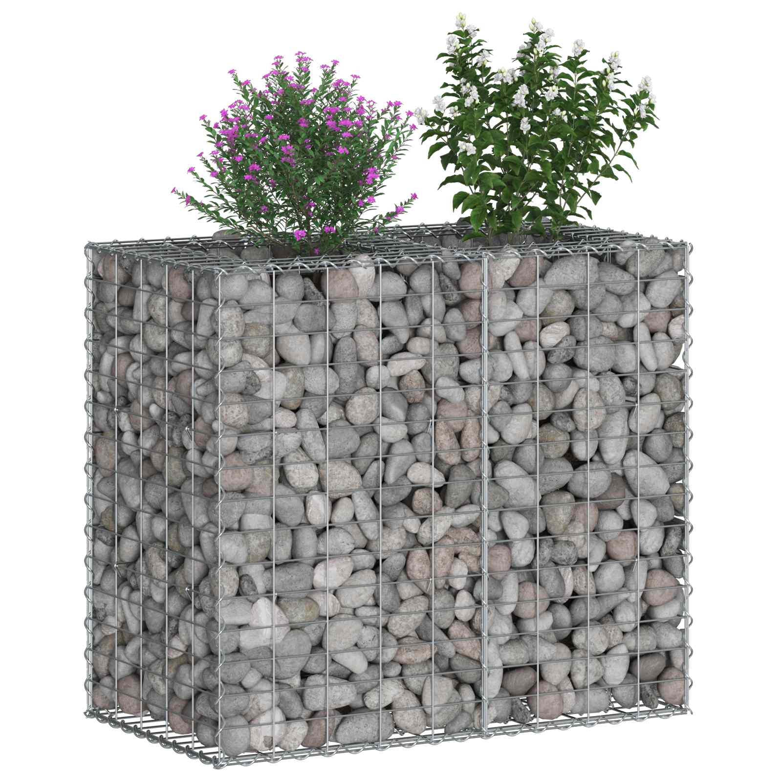 Pat ridicat din gabion Argintiu 90 x 50 x 80 cm Oțel Galvanizat GartenMobel Dekor