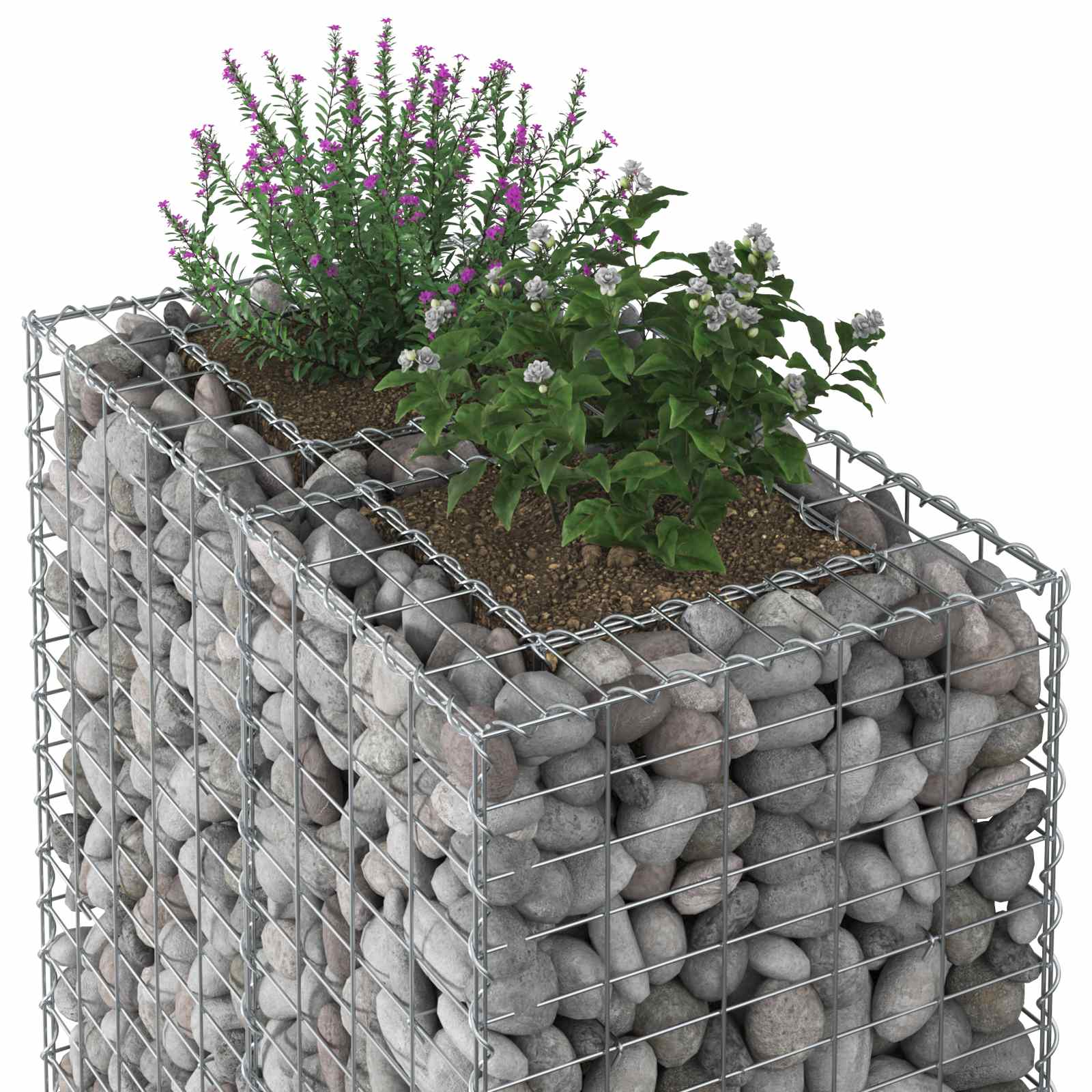 Pat ridicat din gabion Argintiu 90 x 50 x 80 cm Oțel Galvanizat GartenMobel Dekor