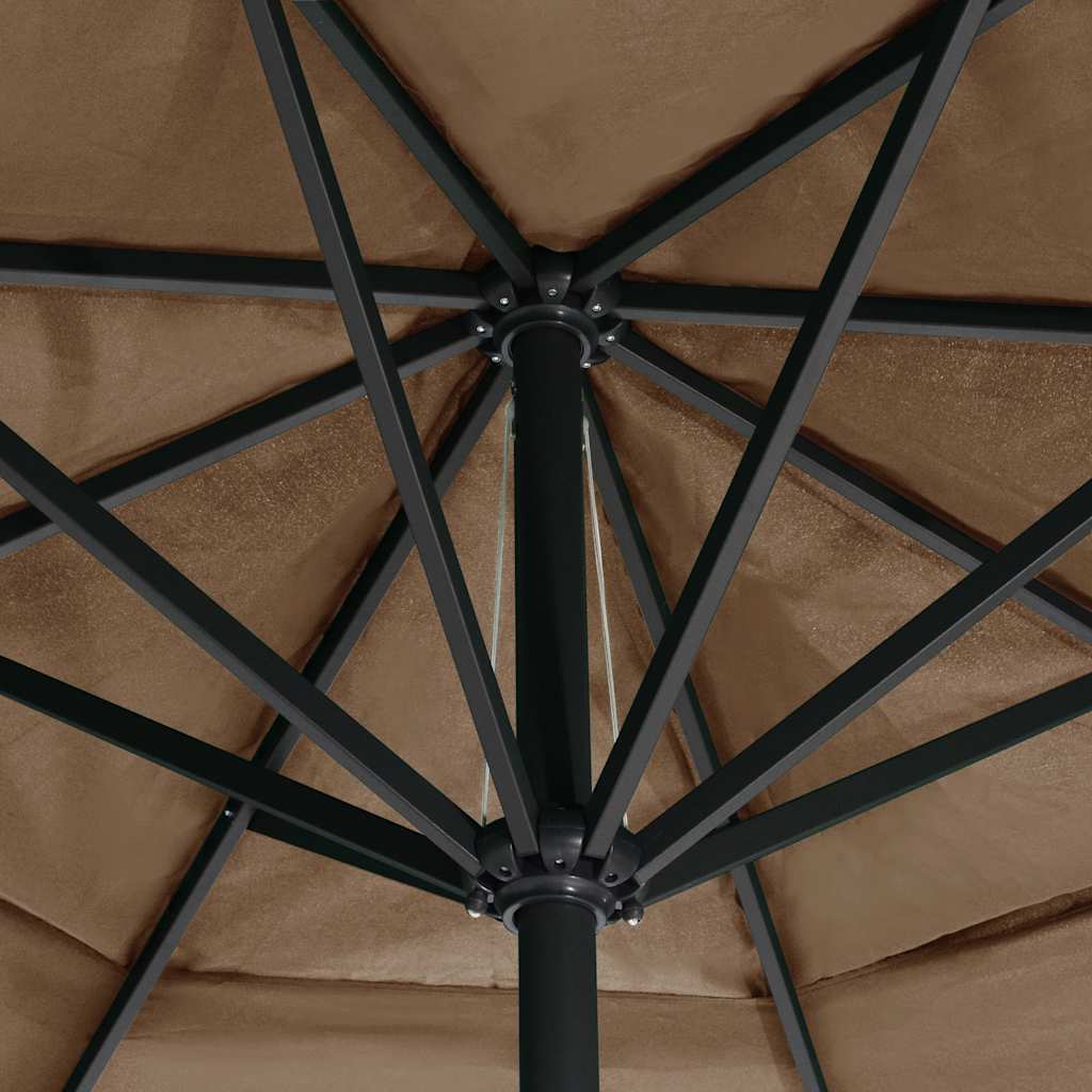 Umbrelă soare de exterior cu stâlp aluminiu gri taupe 600 cm GartenMobel Dekor