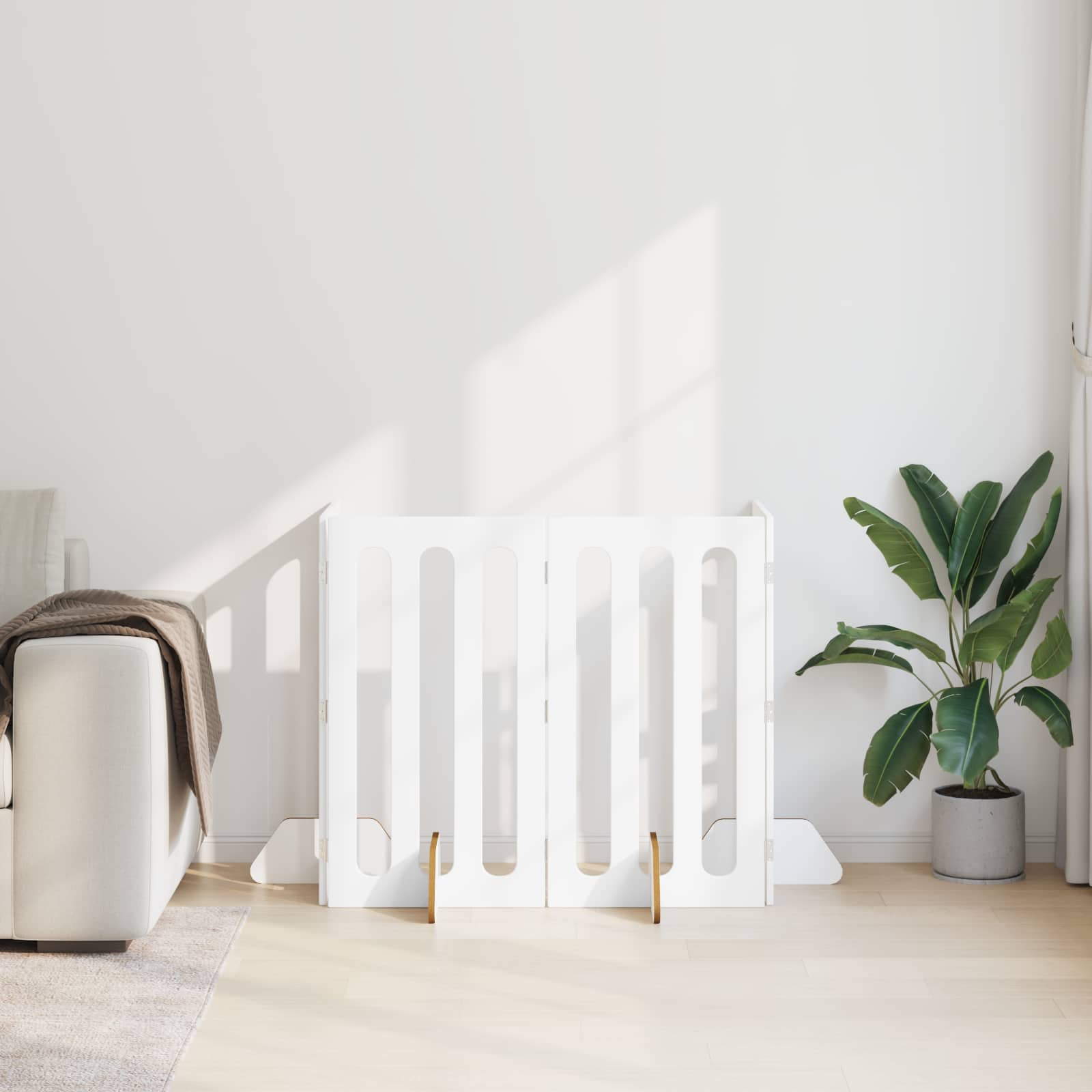 Țarc pliabil pentru animale de companie 4 pcs Alb GartenMobel Dekor