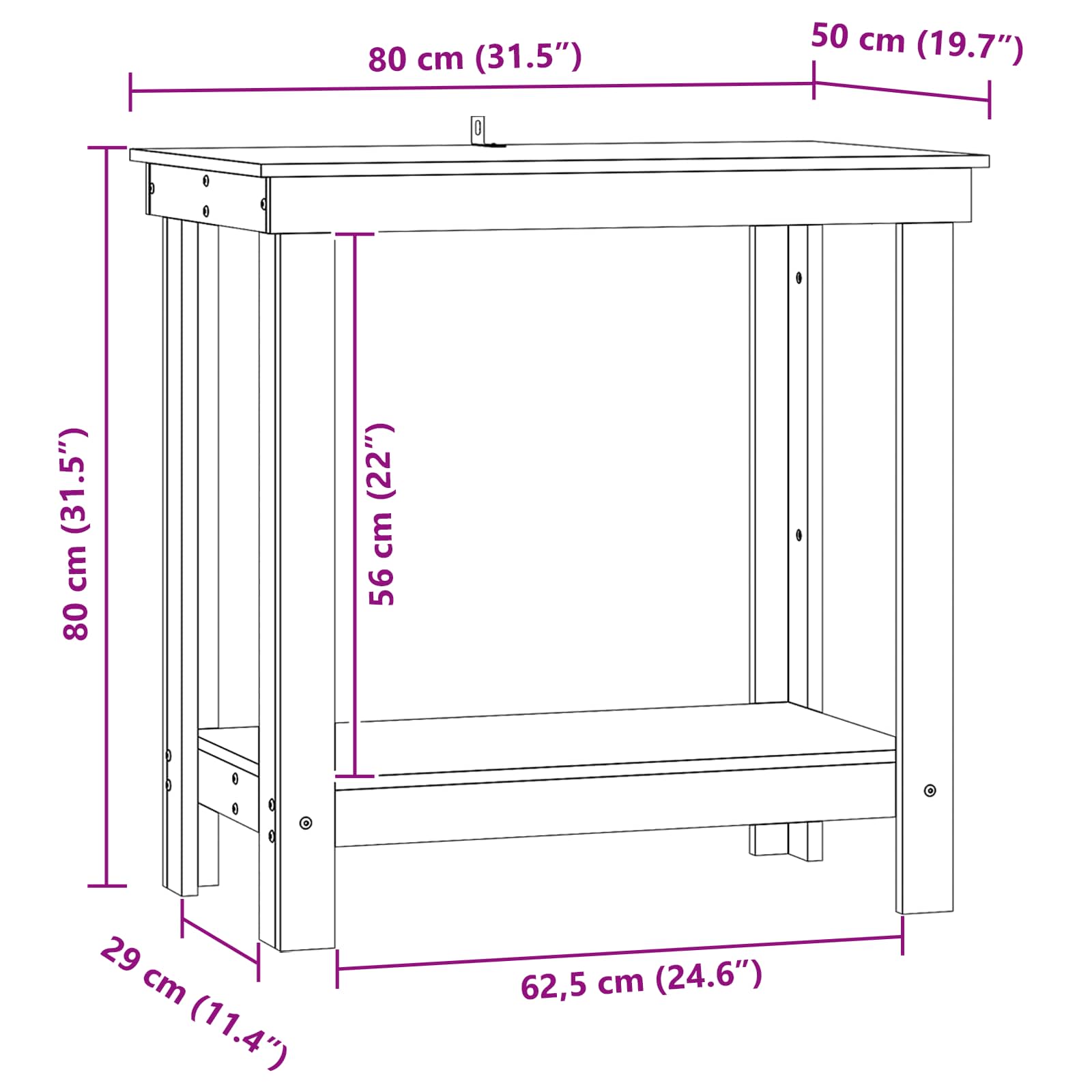 Banc de lucru Maro Ceară 80 x 50 x 80 cm Lemn masiv de pin GartenMobel Dekor