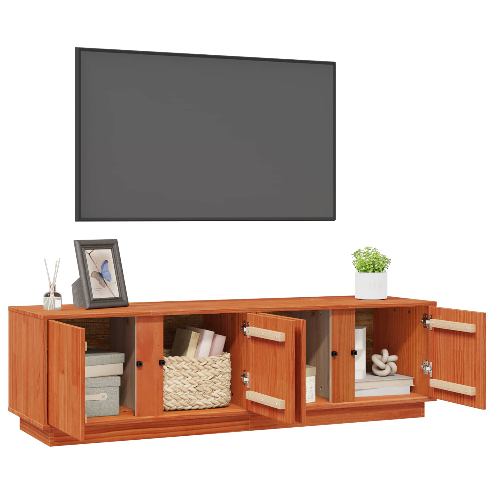 Cabinet TV Maro Ceară 140 x 40 x 40 cm Lemn masiv de pin GartenMobel Dekor