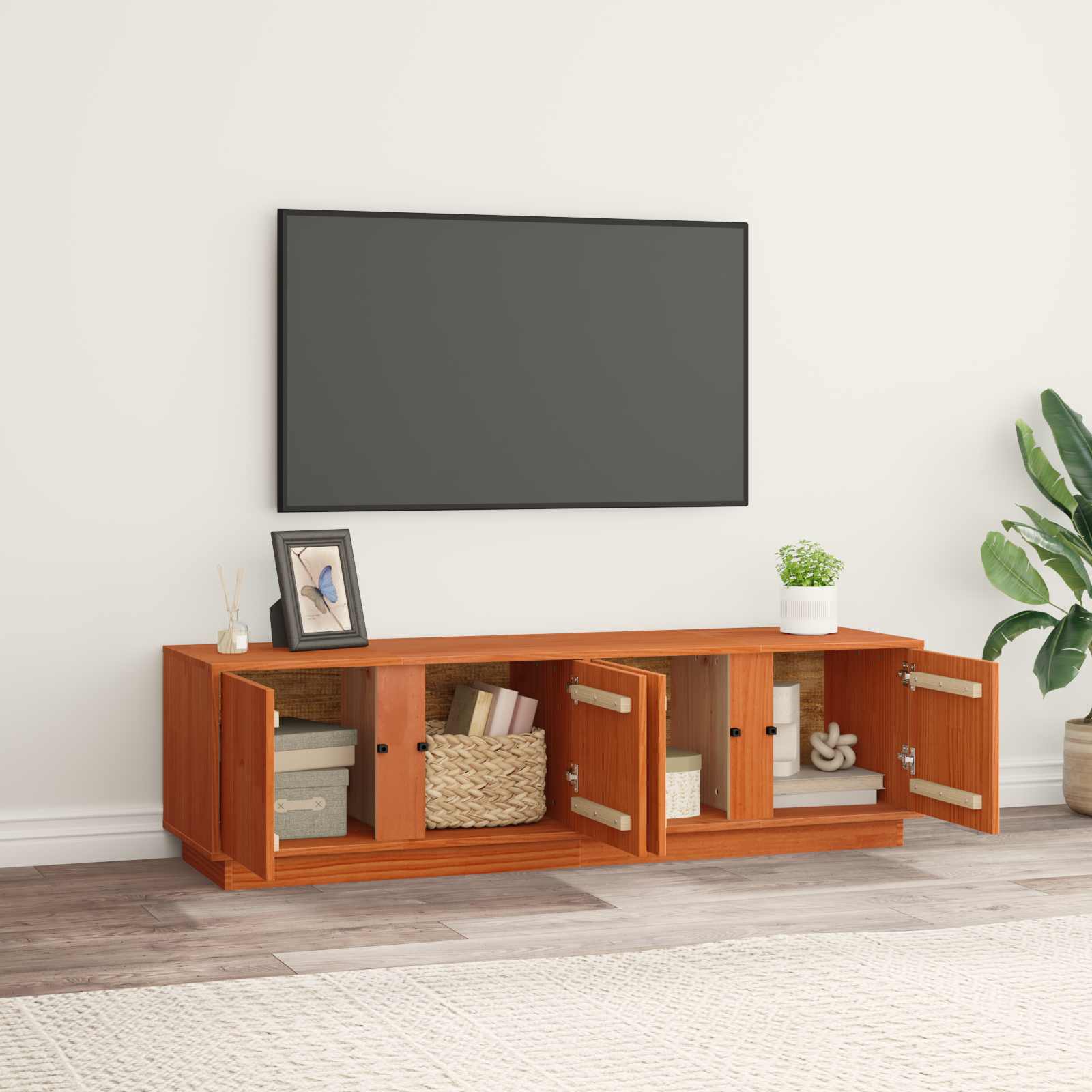 Cabinet TV Maro Ceară 140 x 40 x 40 cm Lemn masiv de pin GartenMobel Dekor