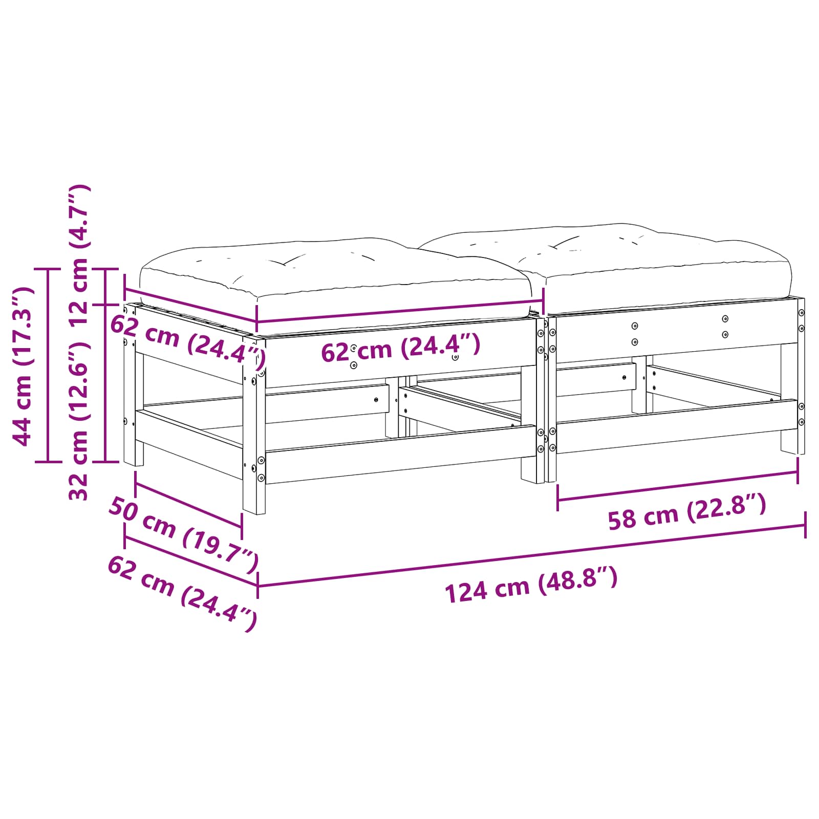 Suport pentru picioare de grădină Lemn masiv de pin Maro Ceară GartenMobel Dekor