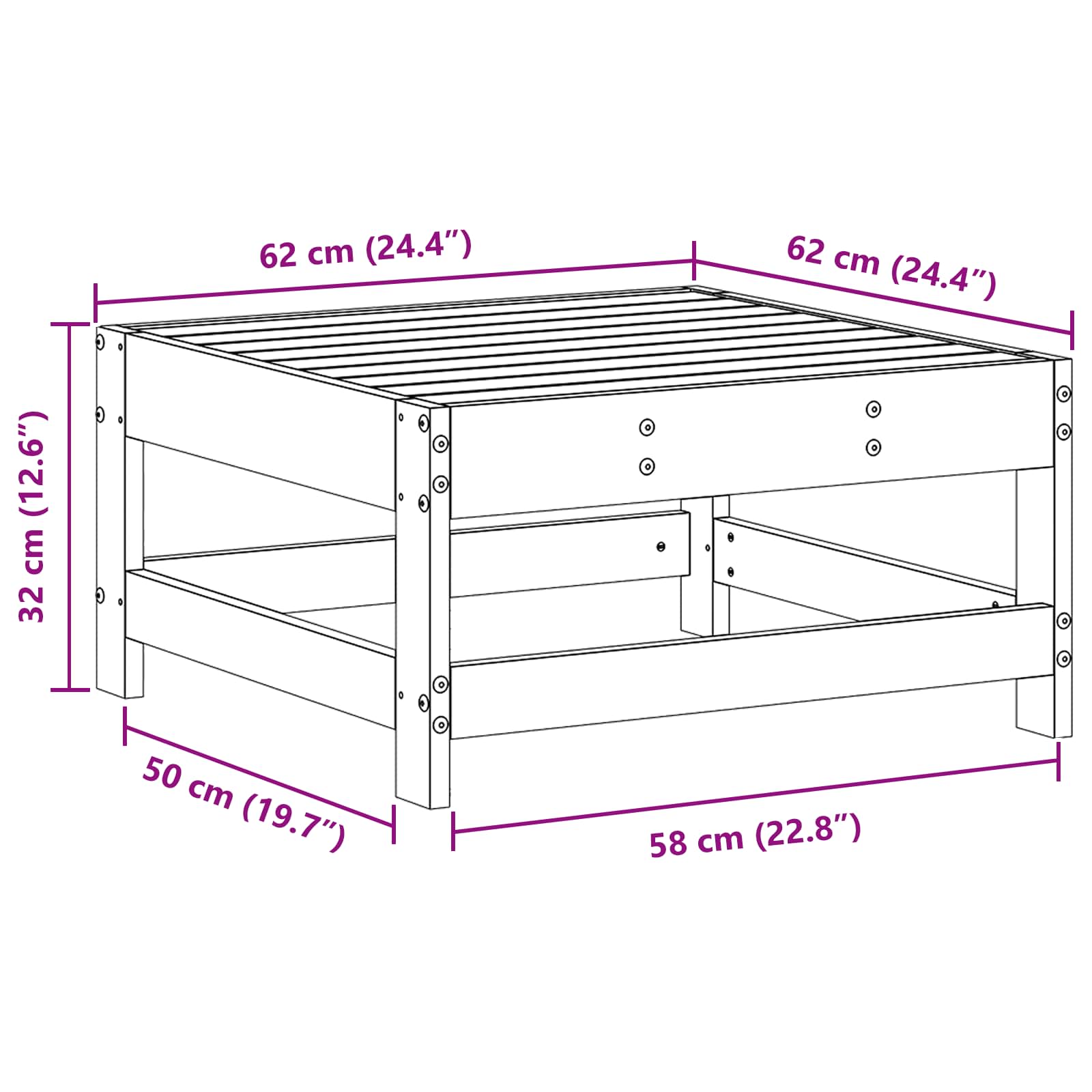 Suport pentru picioare de grădină Lemn masiv de pin Maro Ceară GartenMobel Dekor